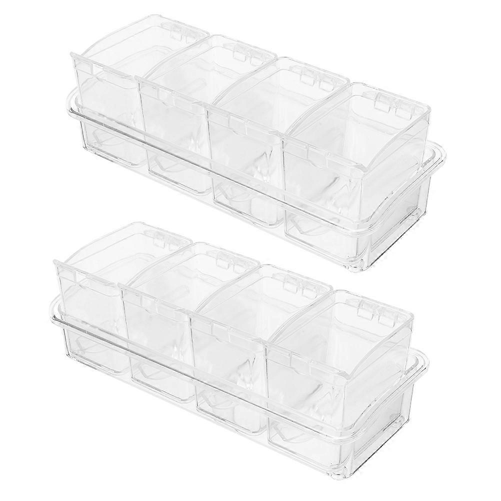 Clear Spice Containers with Lids and Spoons   2 Sets, Versatile Seasoning Storage Box for Salt, Pepper, Sugar   Kitchen Organization Essential