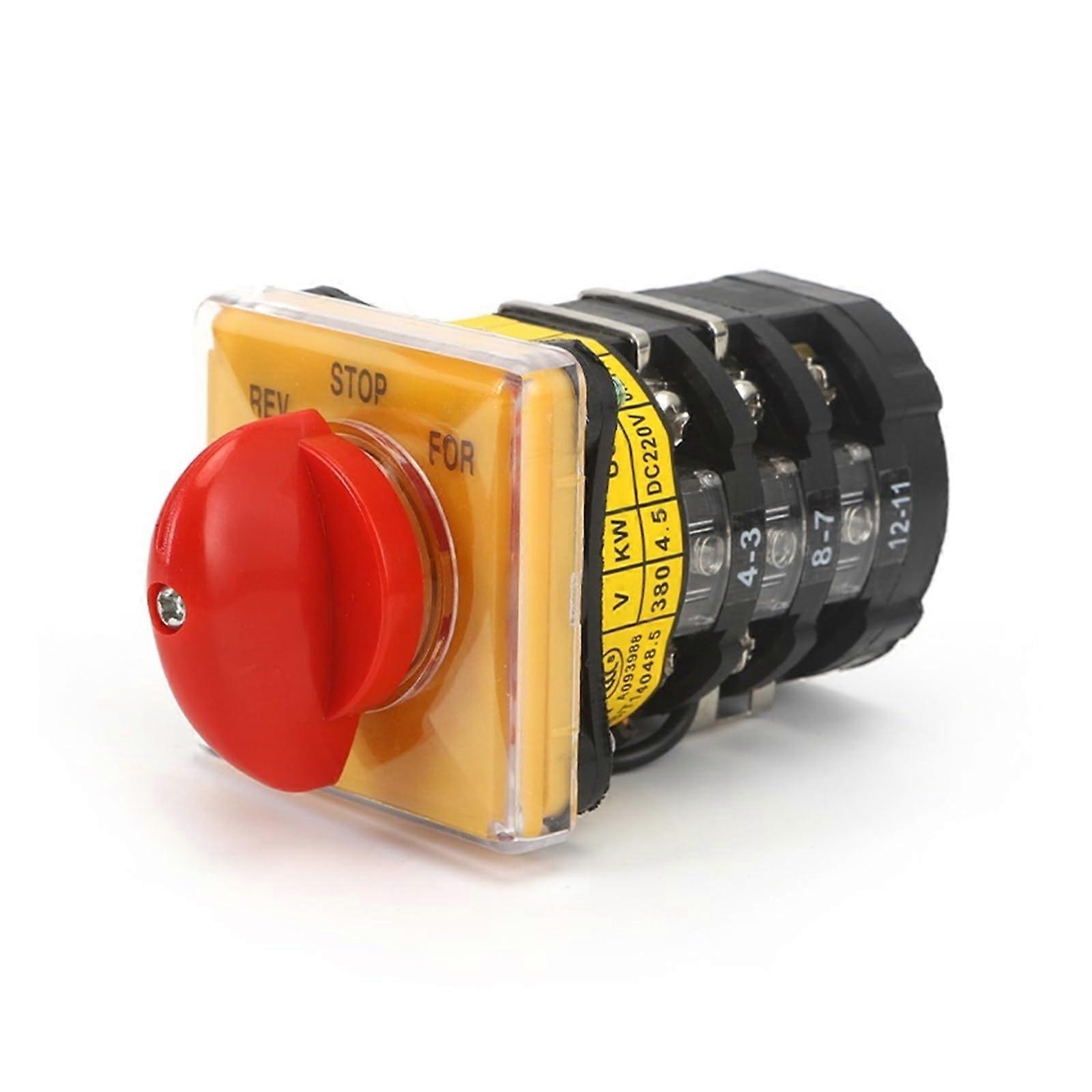 SZW2548D/3 25A 3 Position Three Pole 12 Screw Yellow Panel Knob, Rotary Cam Switch SZW2548D 3