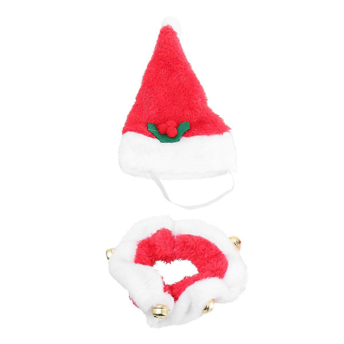 Bequem sitzendes Weihnachtshund-Katzen-Outfit-Set mit entzückender Weihnachtsmannmütze in Größe S für Feiertagsfeiern im 2er-Pack