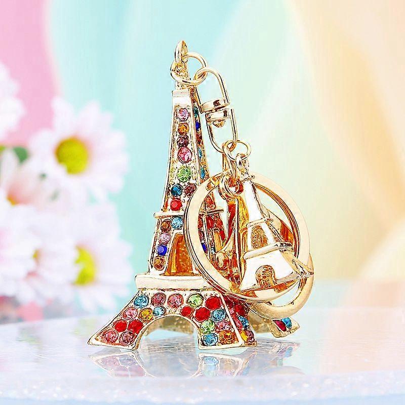 Eiffel Tower Keychain: Small Eiffel Tower Keyring with Sparkling Rhinestones - Hanging Keychain Pendant for Backpack Handbag Stylish Souvenir for Holi
