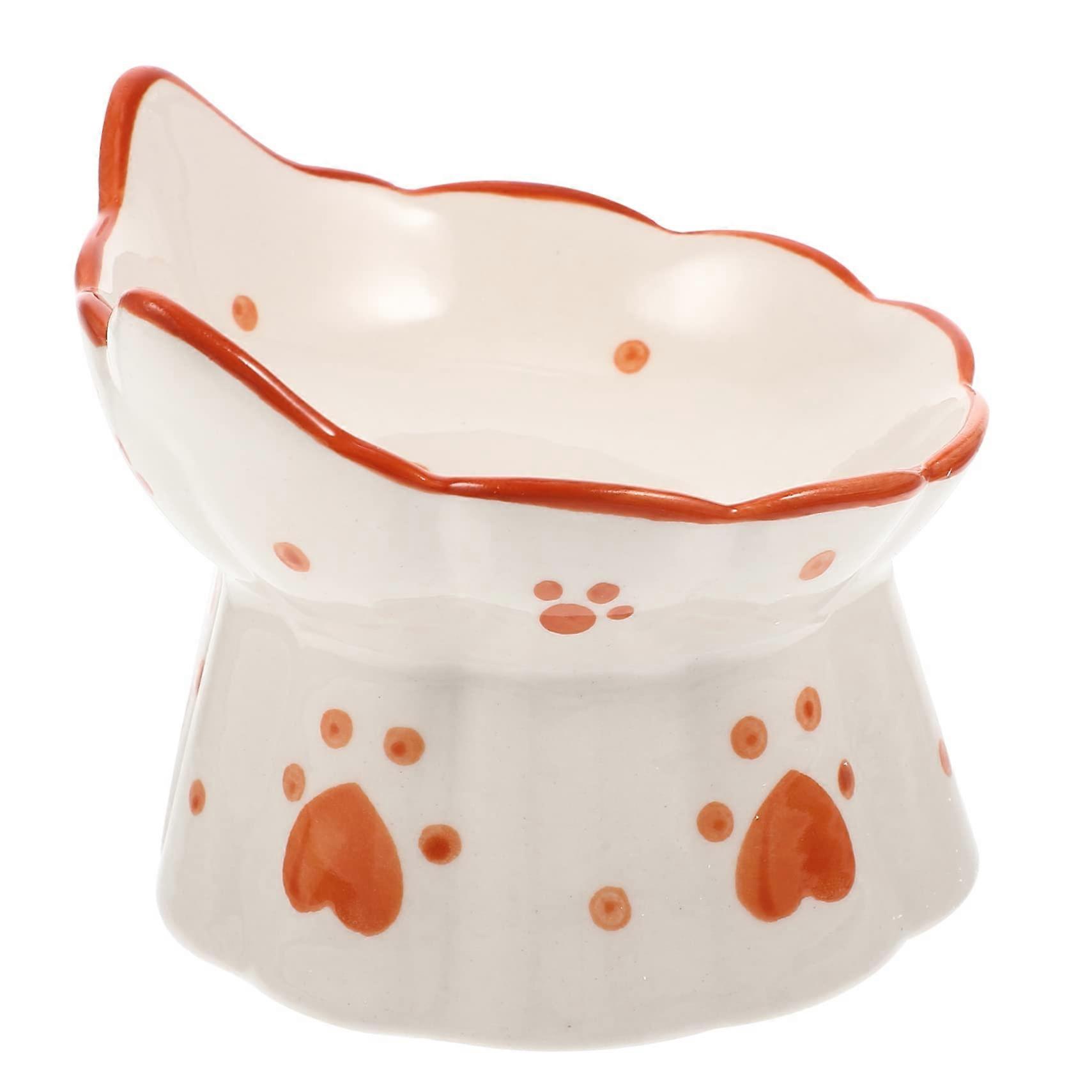 Elevated Cat Bowl With Neck Guard For Comfortable Feeding Tip Resistant Ergonomic Design For Cats And Small Size Pets
