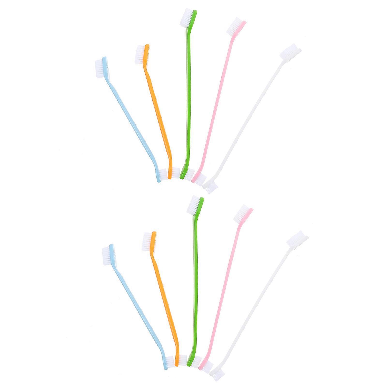 10Pcs Handheld Pet Toothbrush for Dog Oral Cleaning with Nylon Bristles