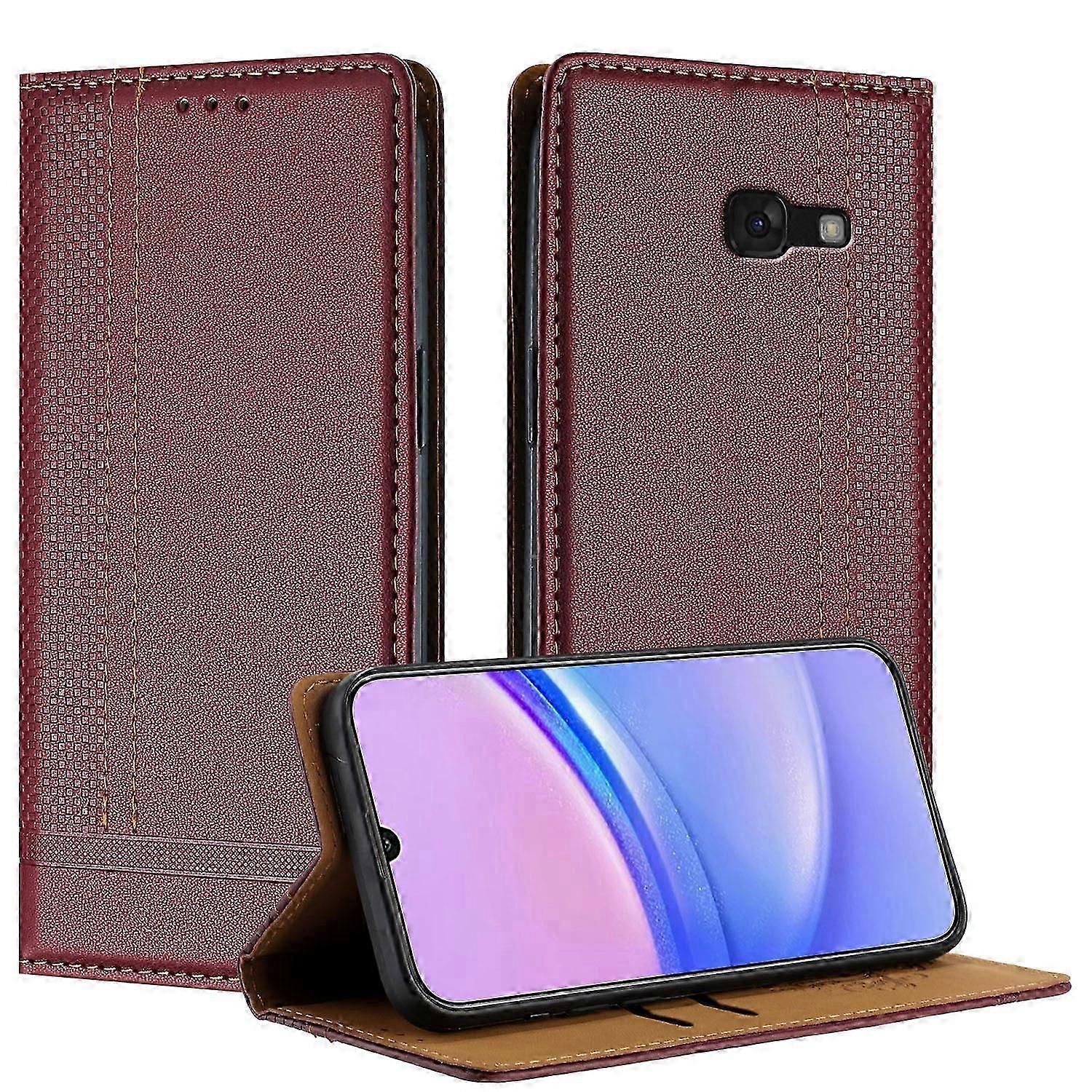 Case For Samsung Galaxy A3 2017, Vintage Stitch Leather Wallet Case Card Slot Kickstand Magnetic Closure Shockproof Flip Folio Case Cover