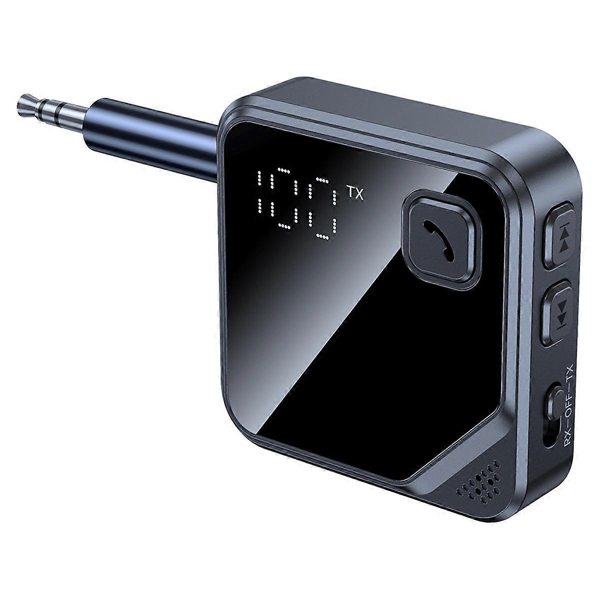 2-in-1 Stereo Bluetooth 5.4 Receiver Transmitter 3.5mm AUX with LCD Battery Volume Display for Car Music/Hands-Free Call