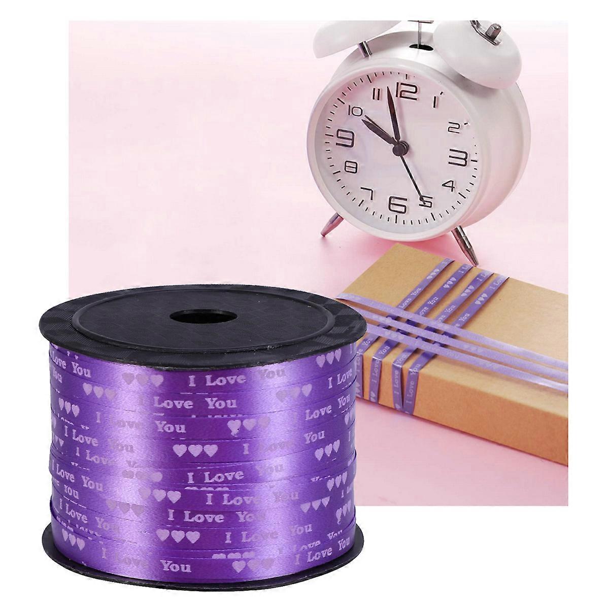 Valentine's Day Curling Ribbons 100 Yards Heart Design For Gift Wrapping Decoration Suitable For Lovers Purple 1Pcs