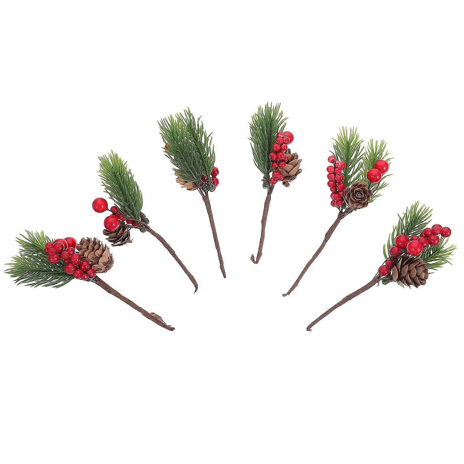 レッドベリーブランチ6PcsシミュレーションベリーブーケDIYデザイン写真小道具サイズ12X4X4CM機能装飾オケージョンハウス