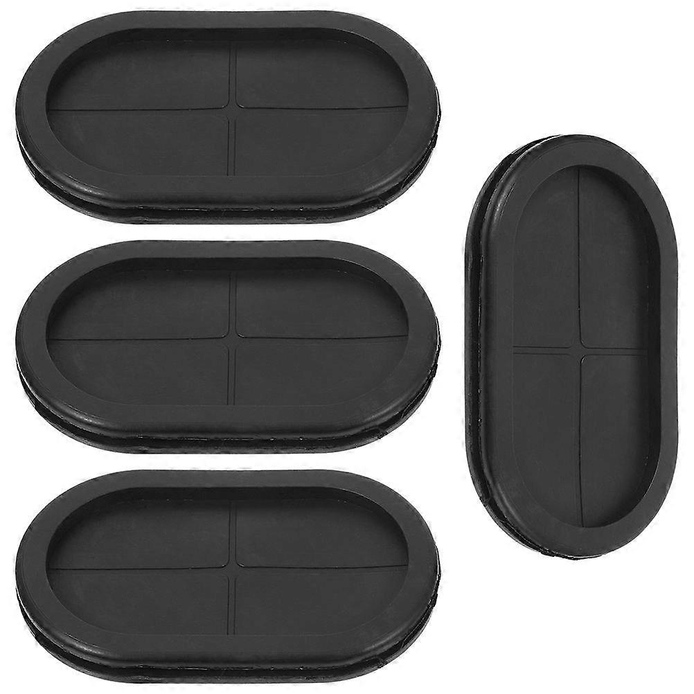 Gummityller til ledningsføring 4 sæt sorte ovale hulpropper Isoleringsbeskyttelse til metalkantapplikationer