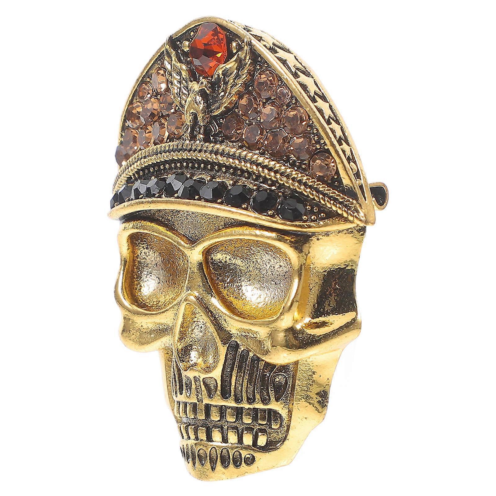 Realistic Skull Brooch Badge Clothing Decoration For Special Occasions 5.50X4.00X1.50CM Golden 1Set