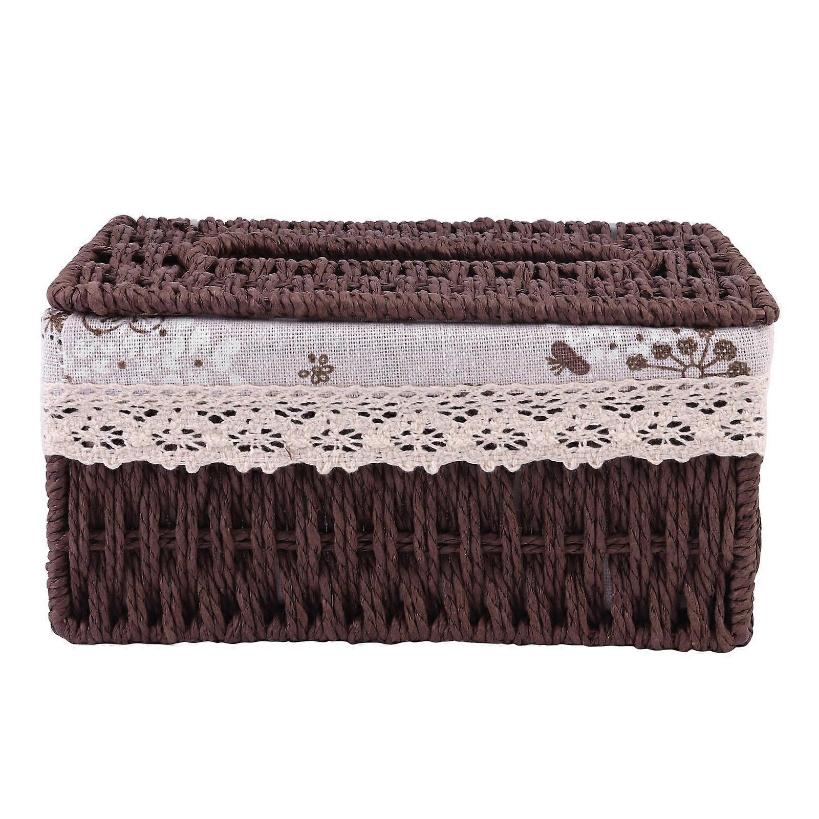 Reusable Fabric Tissue Box Woven Holder For Paper Towel Organization In Living Room And Bedroom 7.1X5.5X3.9in 1Pcs