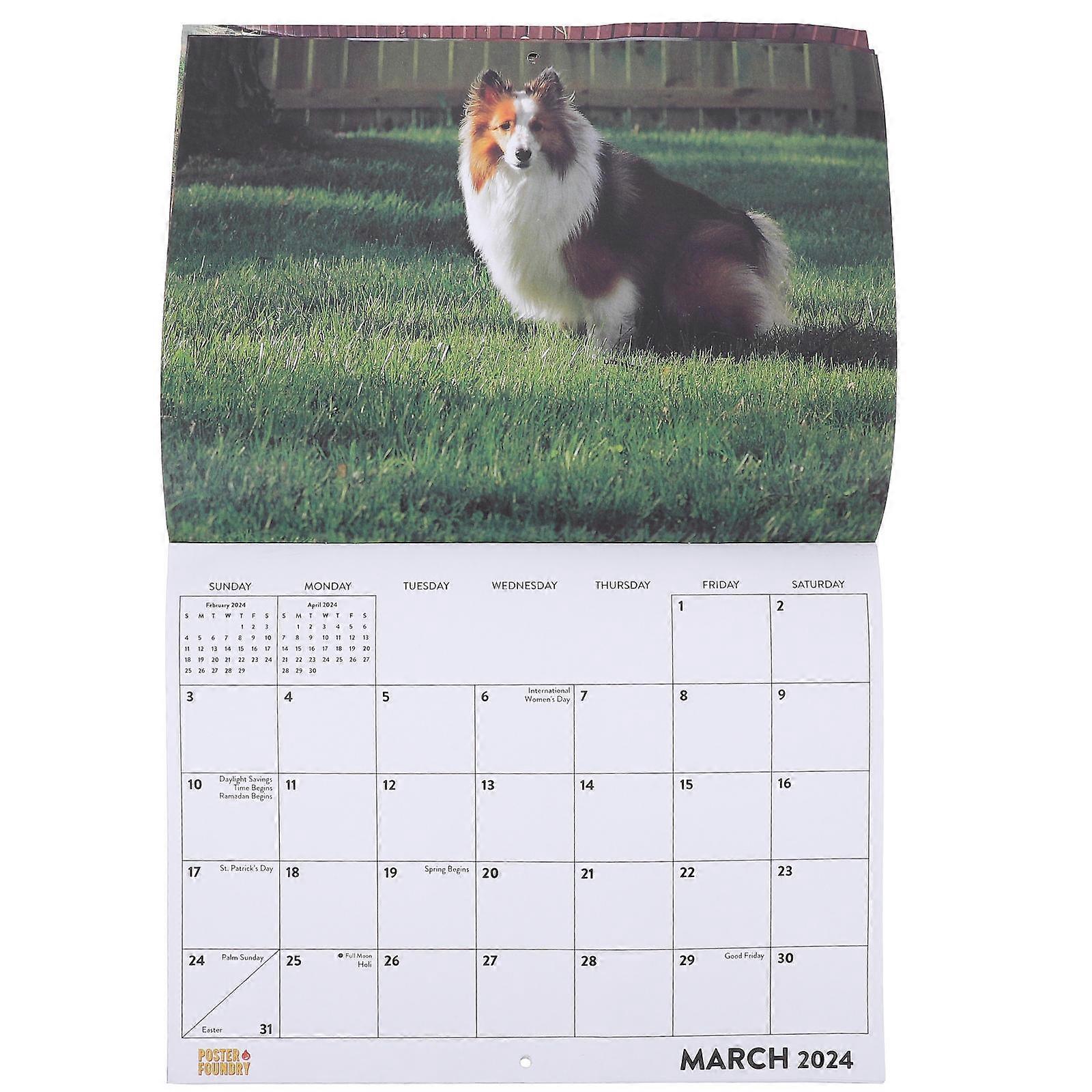 Wall Calendar 2024 Organizing Planner For Adults And Pet Lovers In 30.5X23cm Size Featuring Rectangular Shape 1Pcs