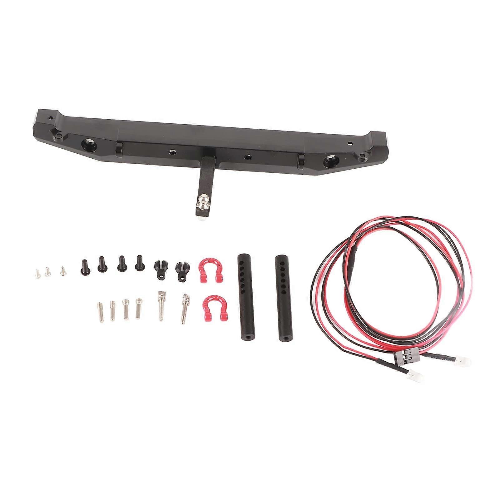 RC Front Bumper Set With LED Lights For SCX10II 90046 Crawler Front And Rear Metal Bumpers Realistic Texture