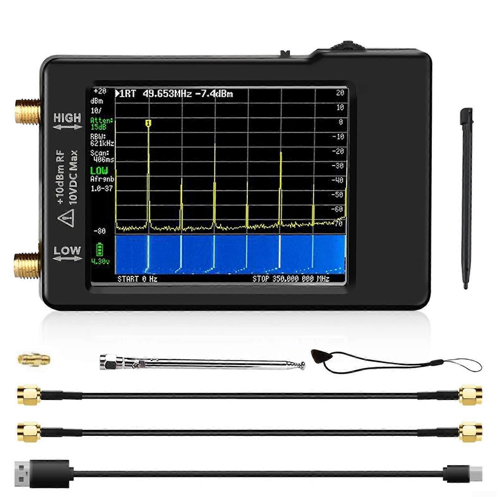 Portable Spectrum Analyzer 2.8-Inch Handheld RF Frequency Analyzer, Calibration Signal Generator, Multiple Input Options