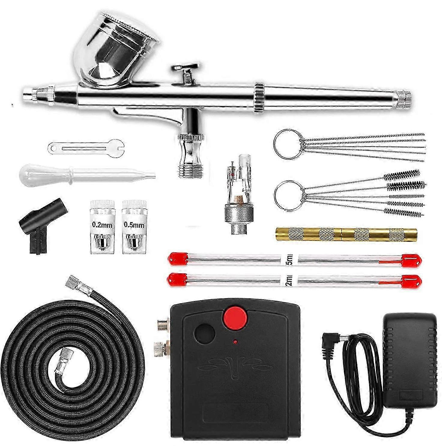 2025 Airbrush kit with Auto On/Off Air Compressor,Replaceable 0.4mm Nozzle Cap Needle 6cc 20cc 40cc Cup Gravity Feed Airbrush Set for Painting,Model M