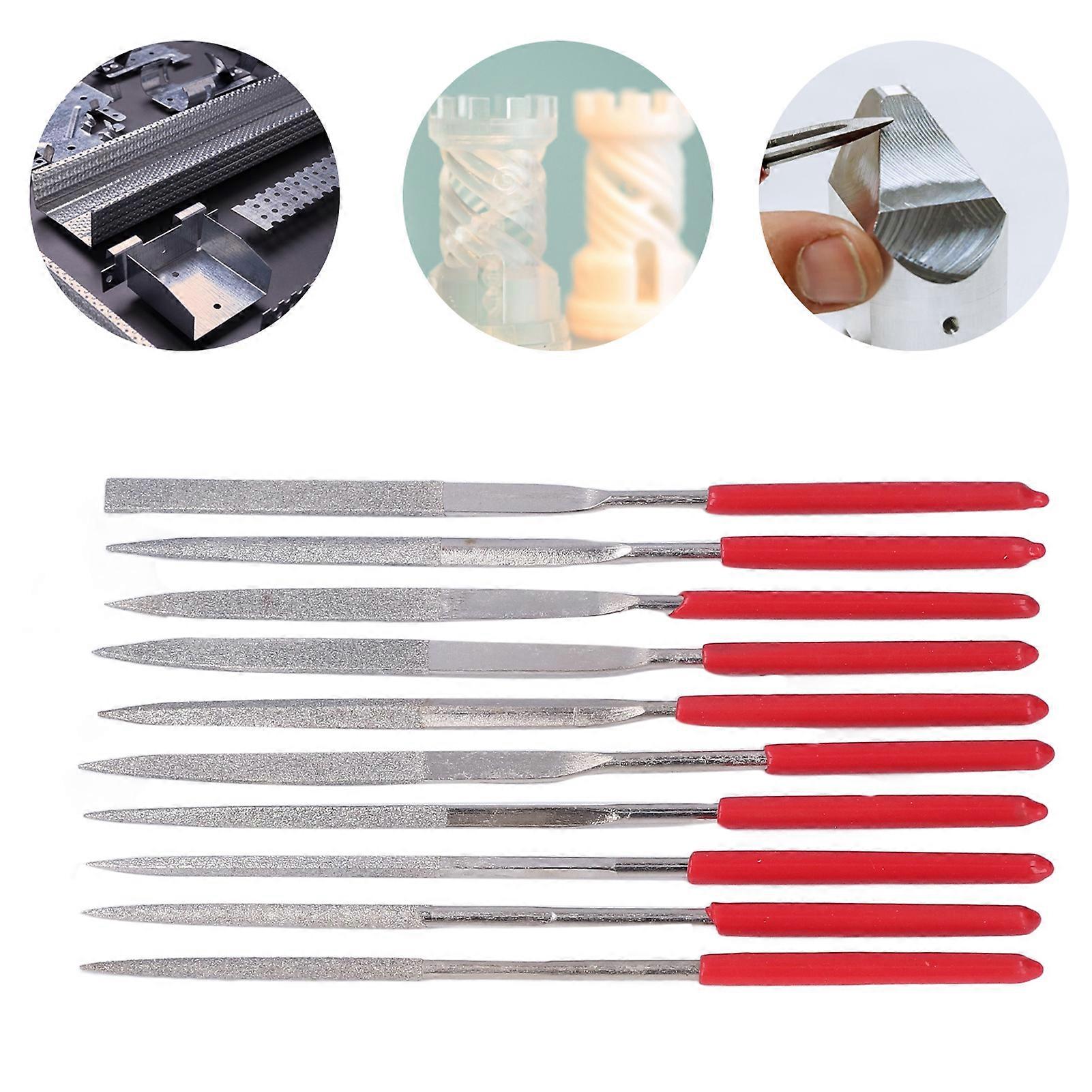 10 Pcs Needle File Set Diamond Model Grinding Trimming Needle File Kit for Material Processing 