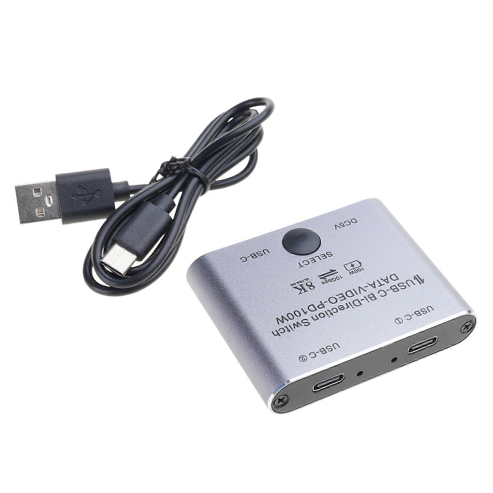 BiDirectional 8K USB C Switcher for 2Computers with Fast 100W Charging 10Gbps Data Transfer, Ideal for MultiDevice Use Multicolor