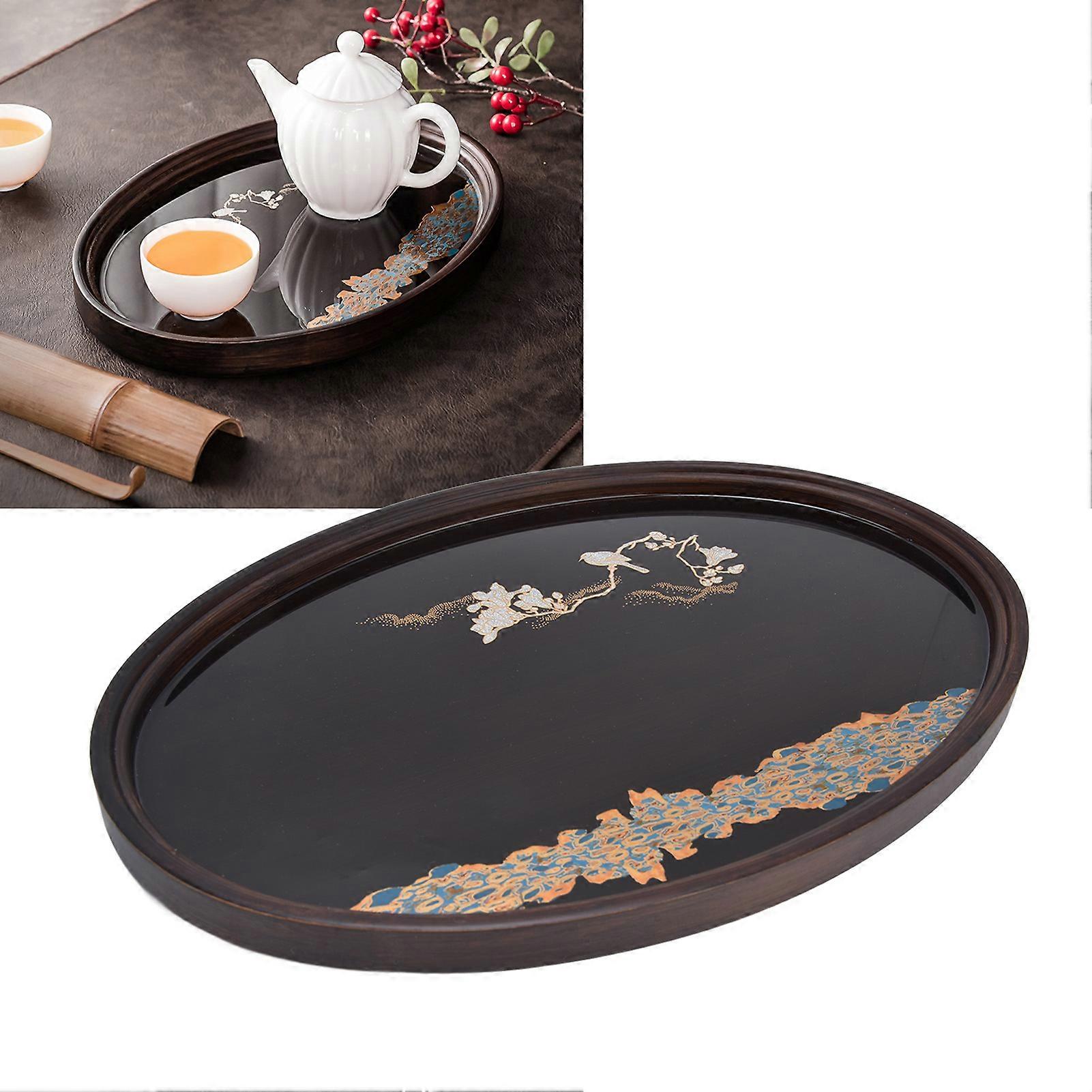 Bamboo Tea Tray Japanese Simple Novel Beautiful Resin Walnut Tea Tray for Home UseOval S 