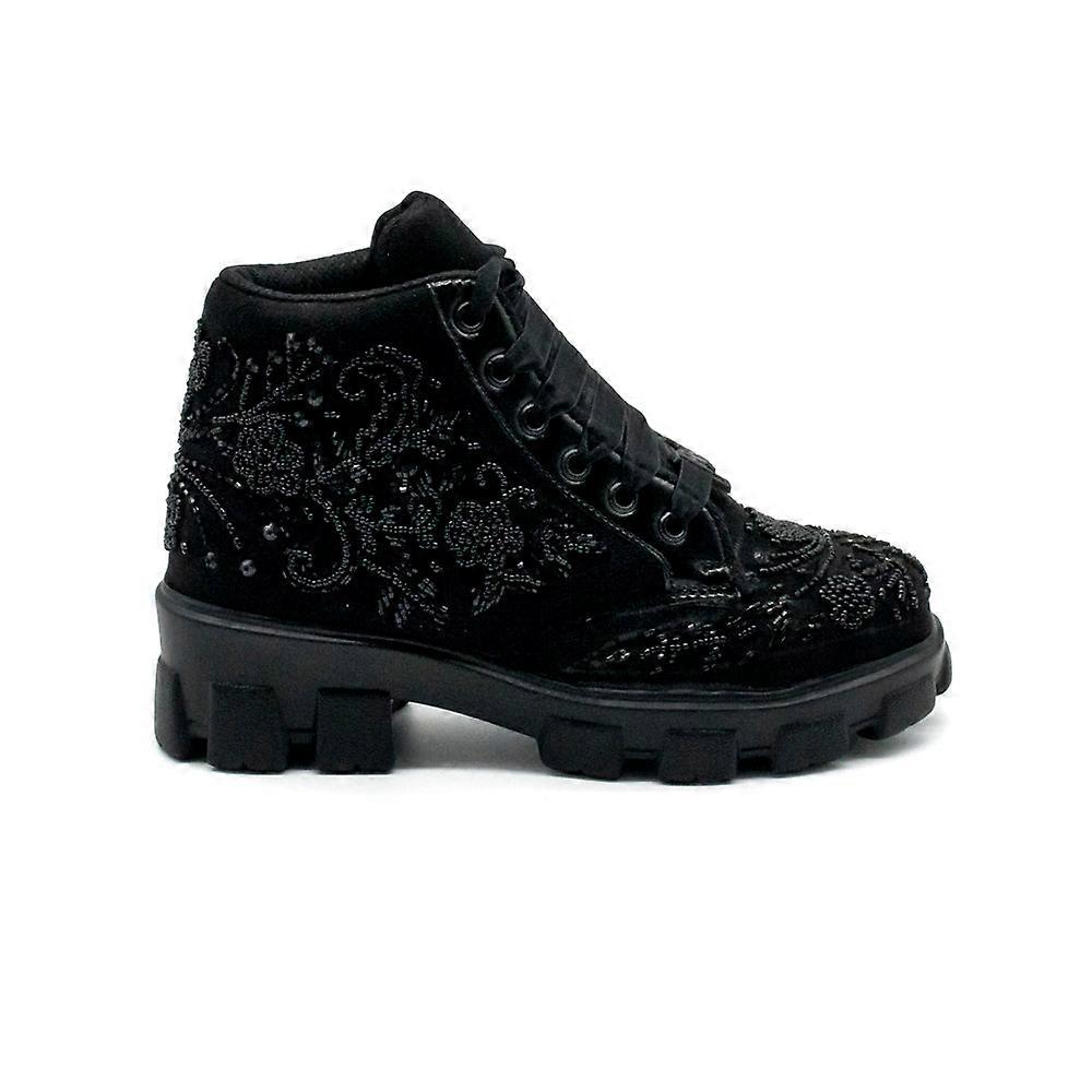 Brooklyn luxury noir suede handmade embellished boot