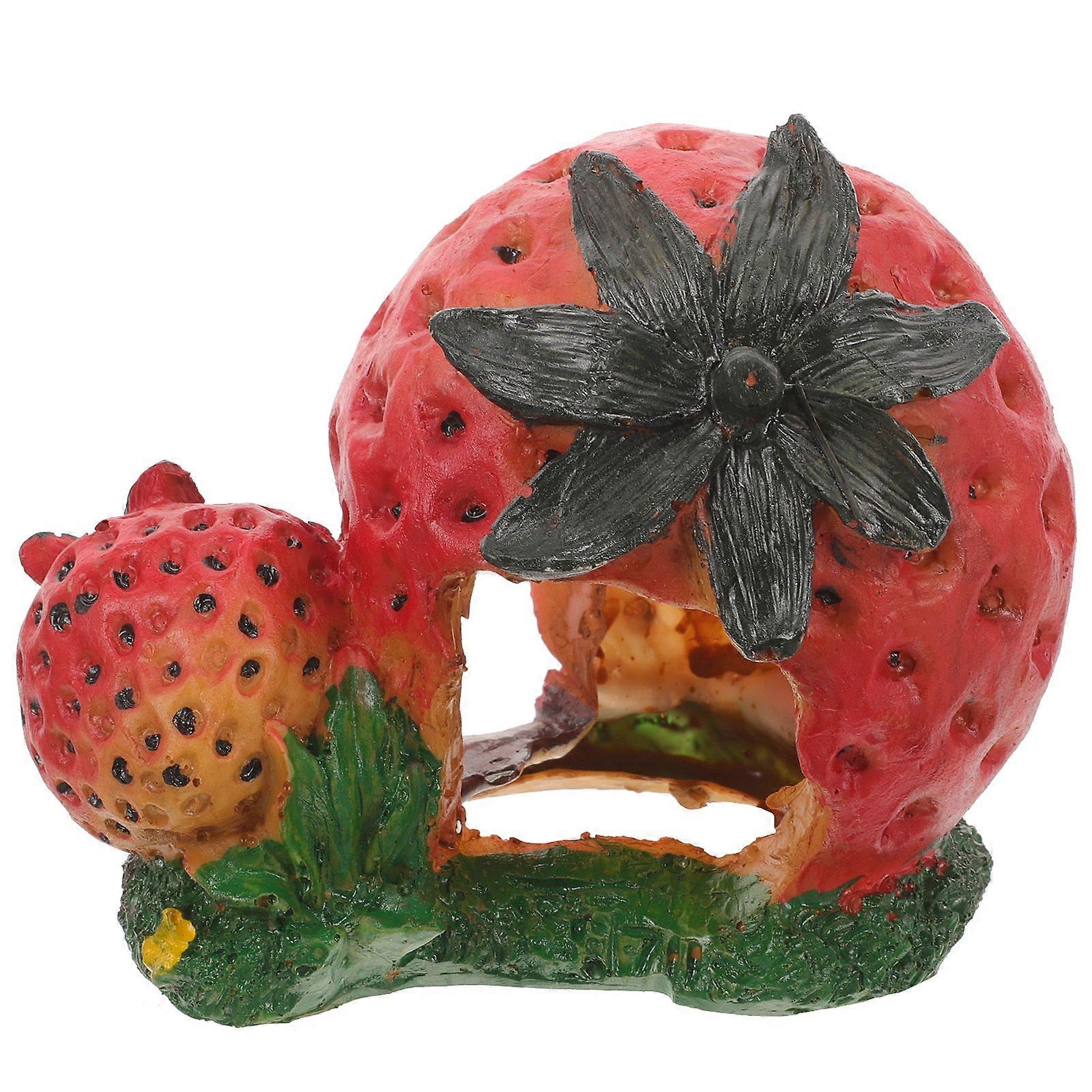 Strawberry Shaped Reptile Cave Reptile Hide Cave Bearded Dragon Hideout Reptile Basking Resin Habitat Shelter