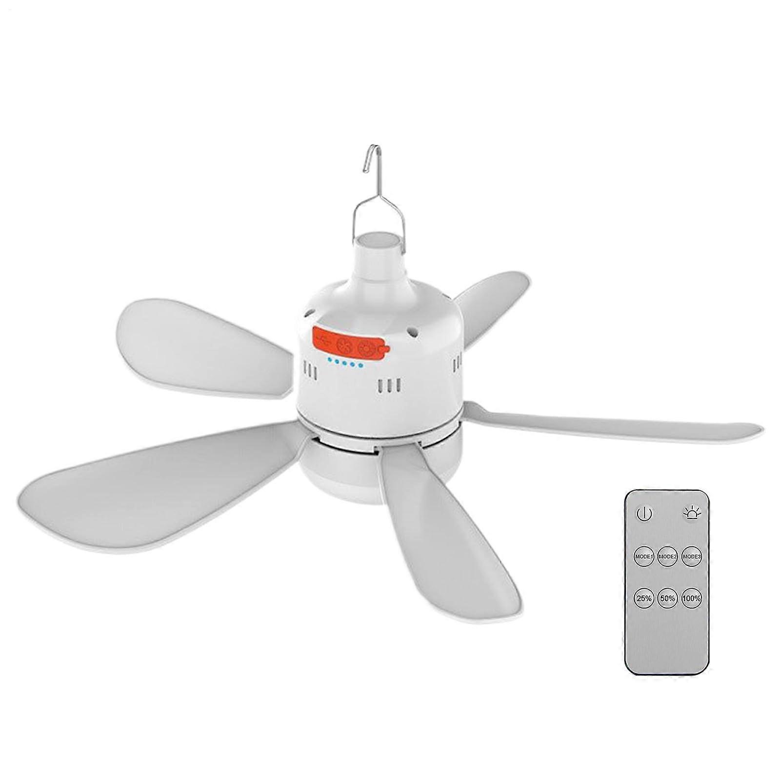 Tent Fan for Camping Hanging Canopy Fan Gazebo Outdoor Hanging Ceiling Fan With Light Remote Control Extension Hook