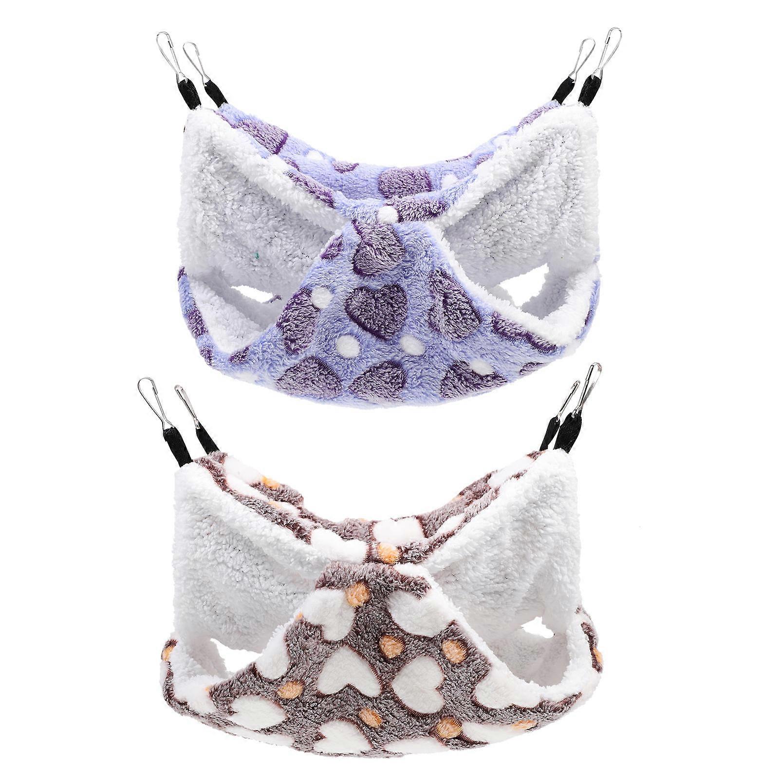 Heart-Shaped Hammock Resting Place for Small Pets and Rats Pet Shop Use Purple Coral Velvet 2Pcs
