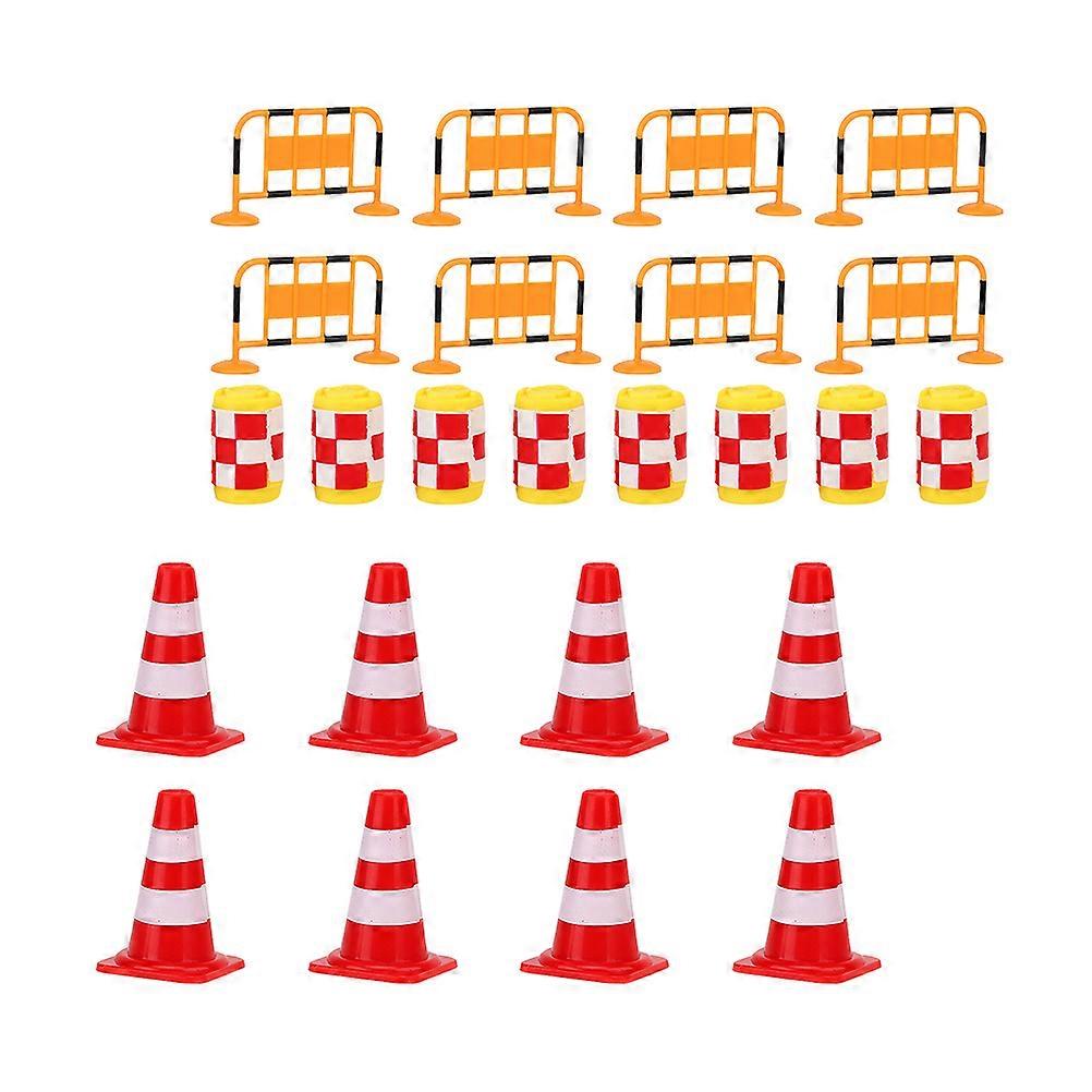 24pcs simulation panneaux de signalisation ensemble de jeu avec cônes de route et blocs de voiture pour les enfants - Jouet éducatif de barrage routier pour stimuler l’imagination