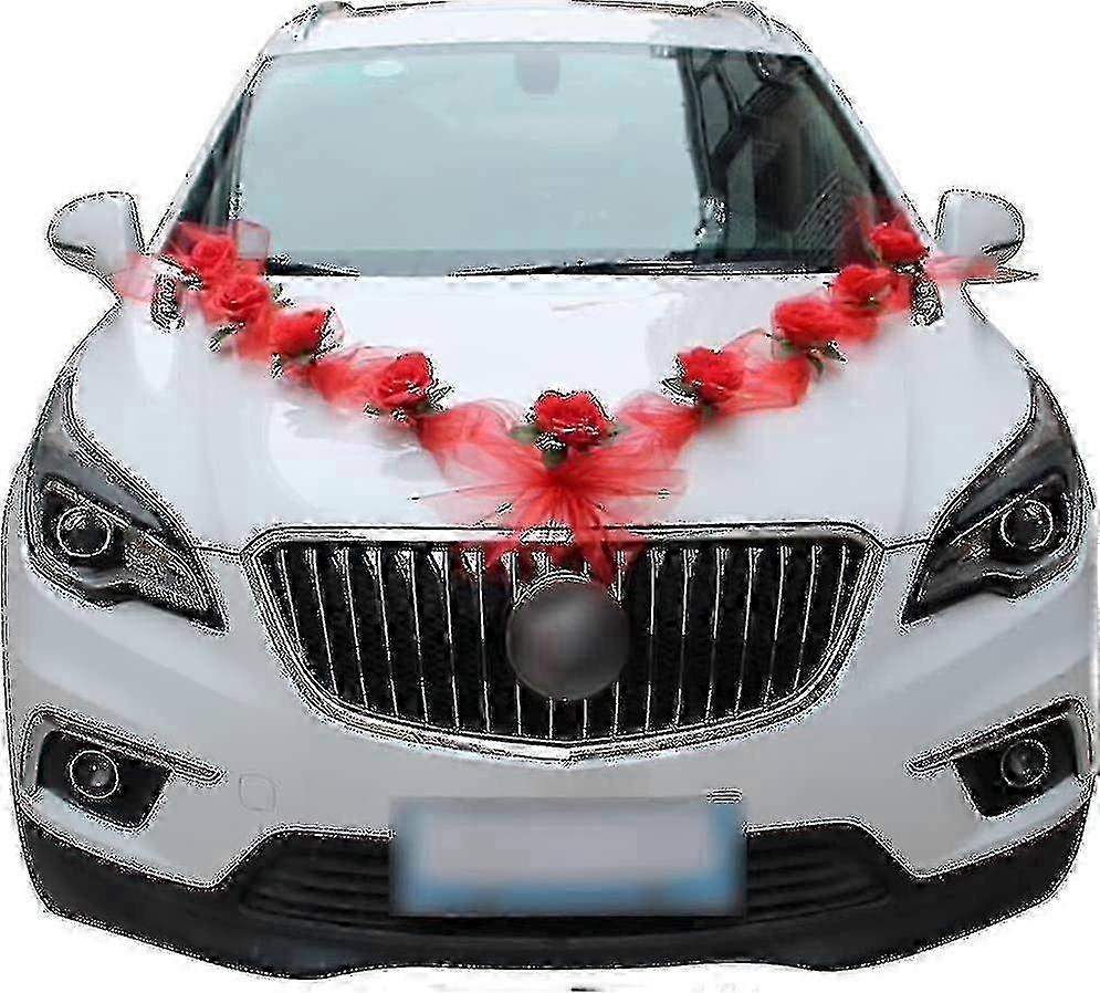 Wedding Car Flower Plate Ribbon Bows Set For All Car Models Db