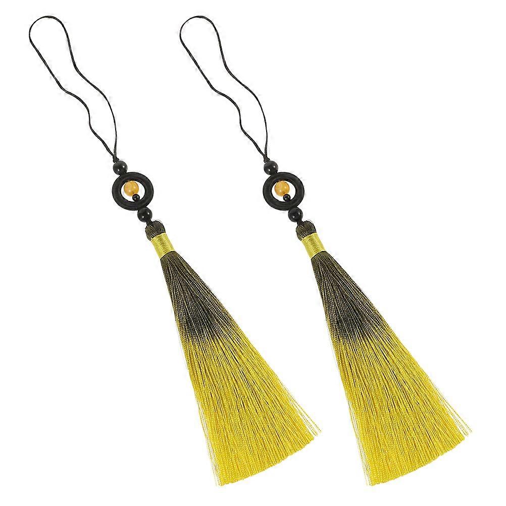 Lightweight Taichi Tassels Traditional Kung Fu Knot Fencing Tassel Martial Arts Training Chinese Decor Accessory for Swords Guqin Yellow 2pcs