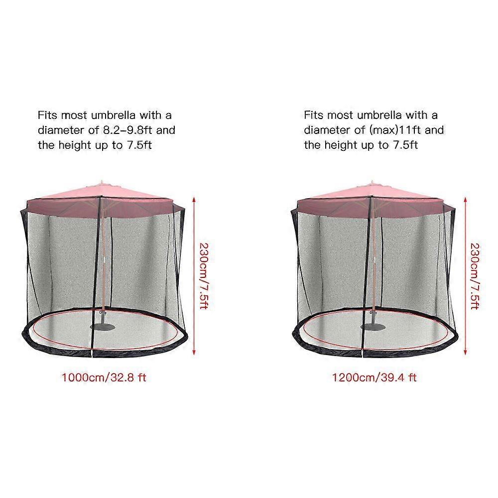 11ft Umbrella Screen Adjustable Umbrella Mesh Netting with Double Zippered Doors for Outdoor Patio Garden