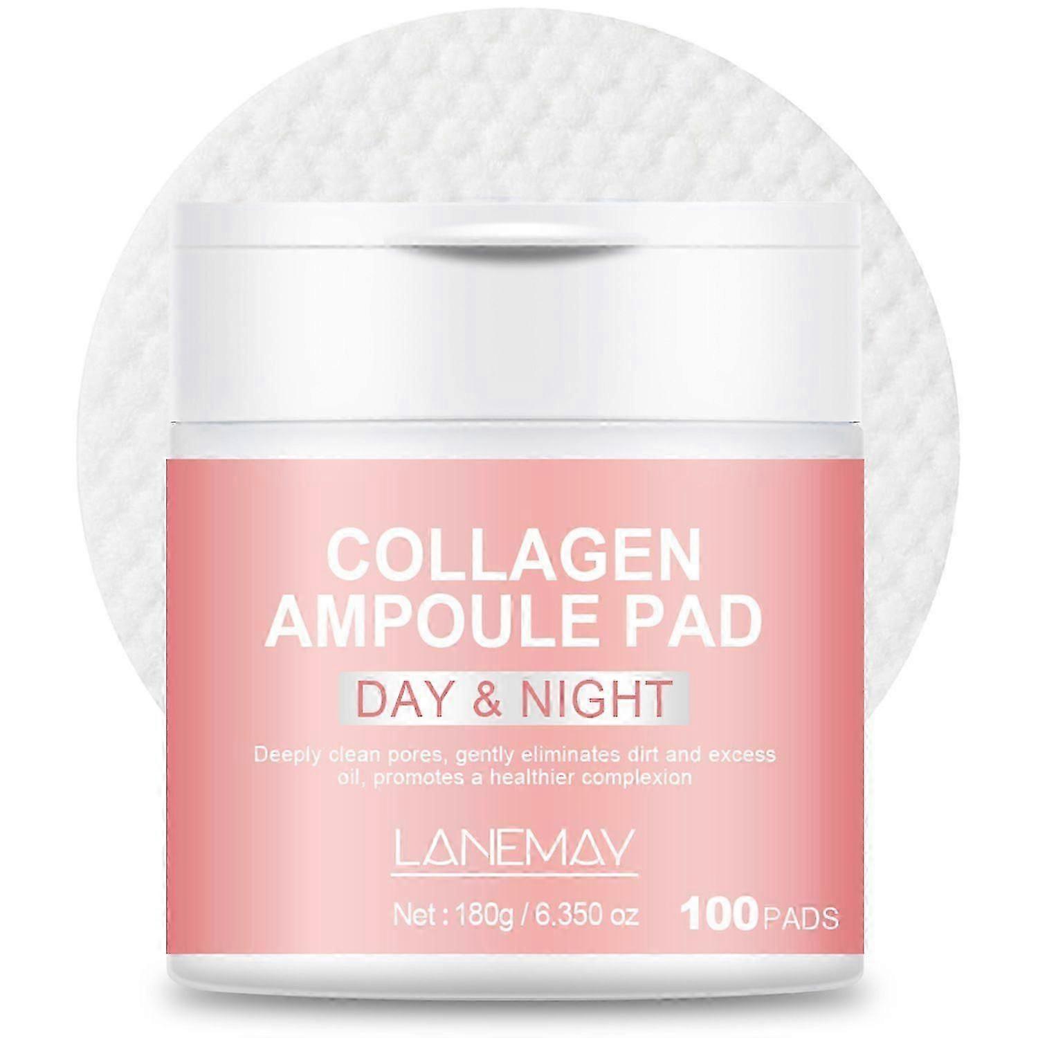 Collagen Ampoule Toner Pads, Skin Firming & Restore Elasticity & Deep Hydration, Tighten Wrinkles & Lines, 100 Pads