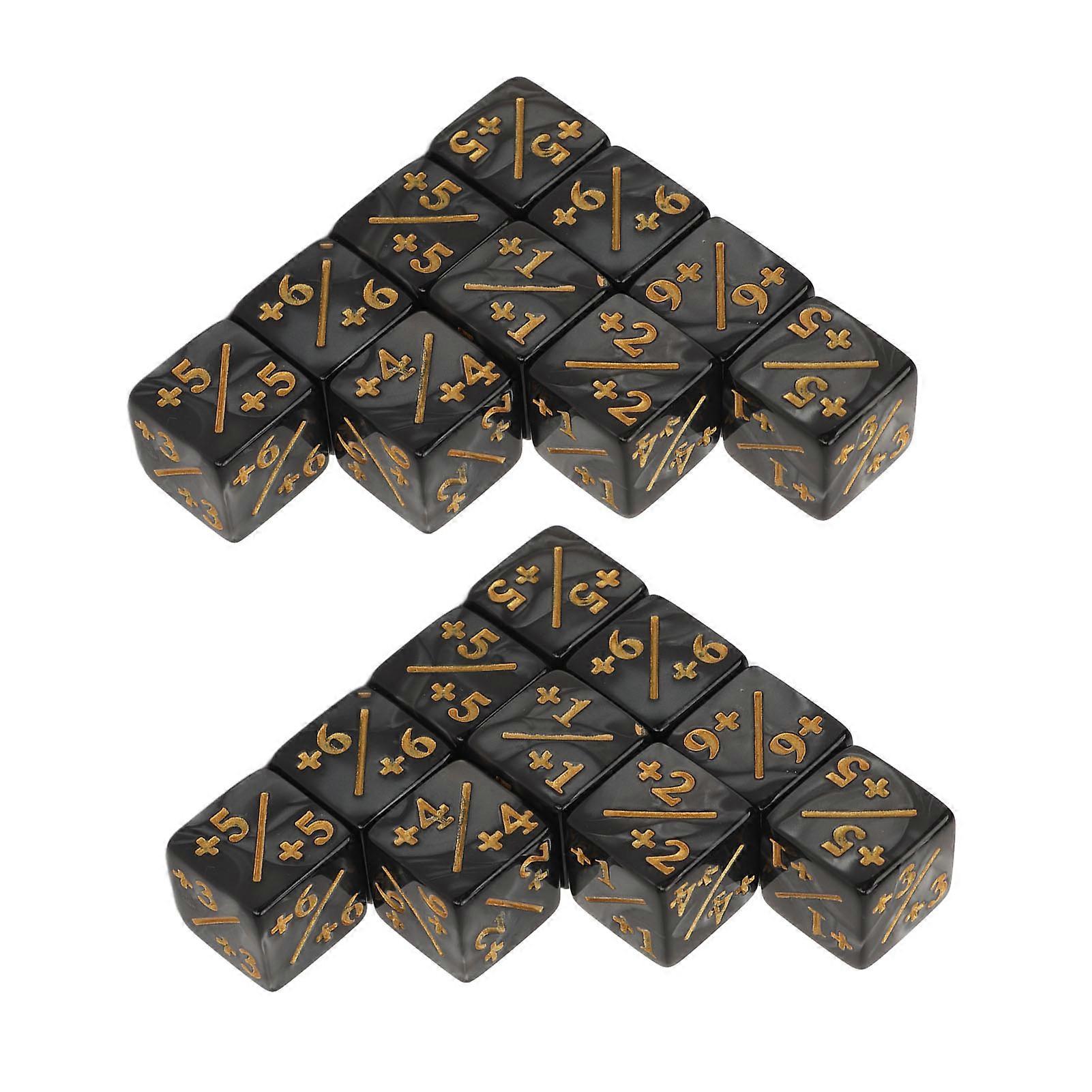 20 PCS 6-Sided Black Number Dice Set 16mm Lightweight Plastic