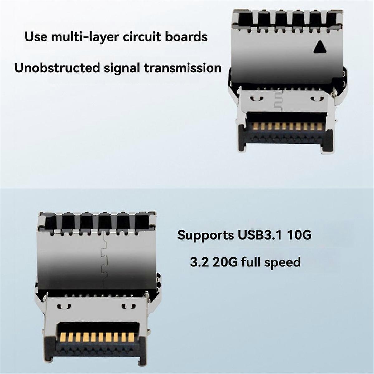 Type-E 90 Degree Computer Motherboard USB3.1 10G Front Type-C Installed Wiring Converter Connector Adapter Type A