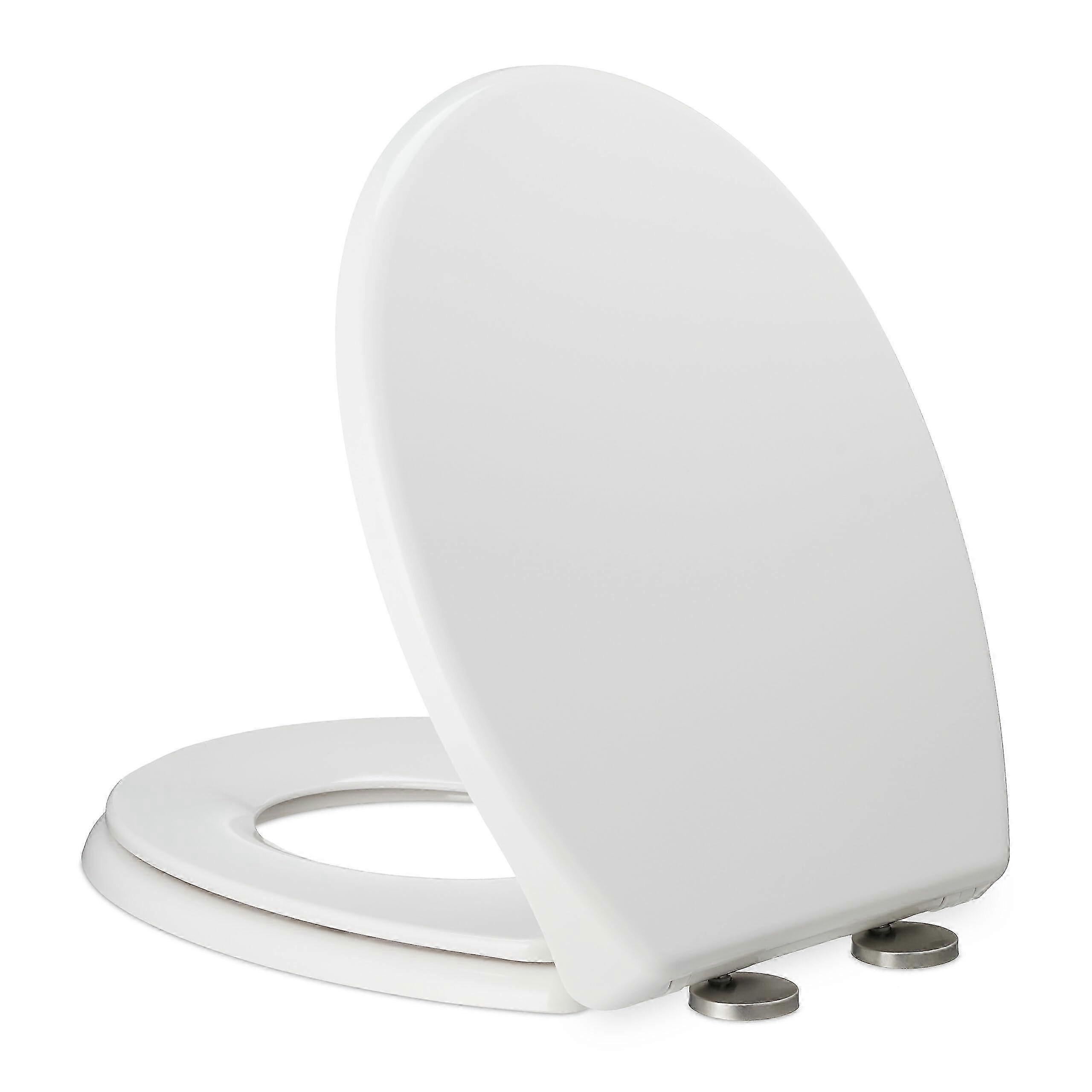 Toilet seat with child seat, attachment and quick release, 36.5 x 44.5 cm, thermosetting plastic, top mounted, white
