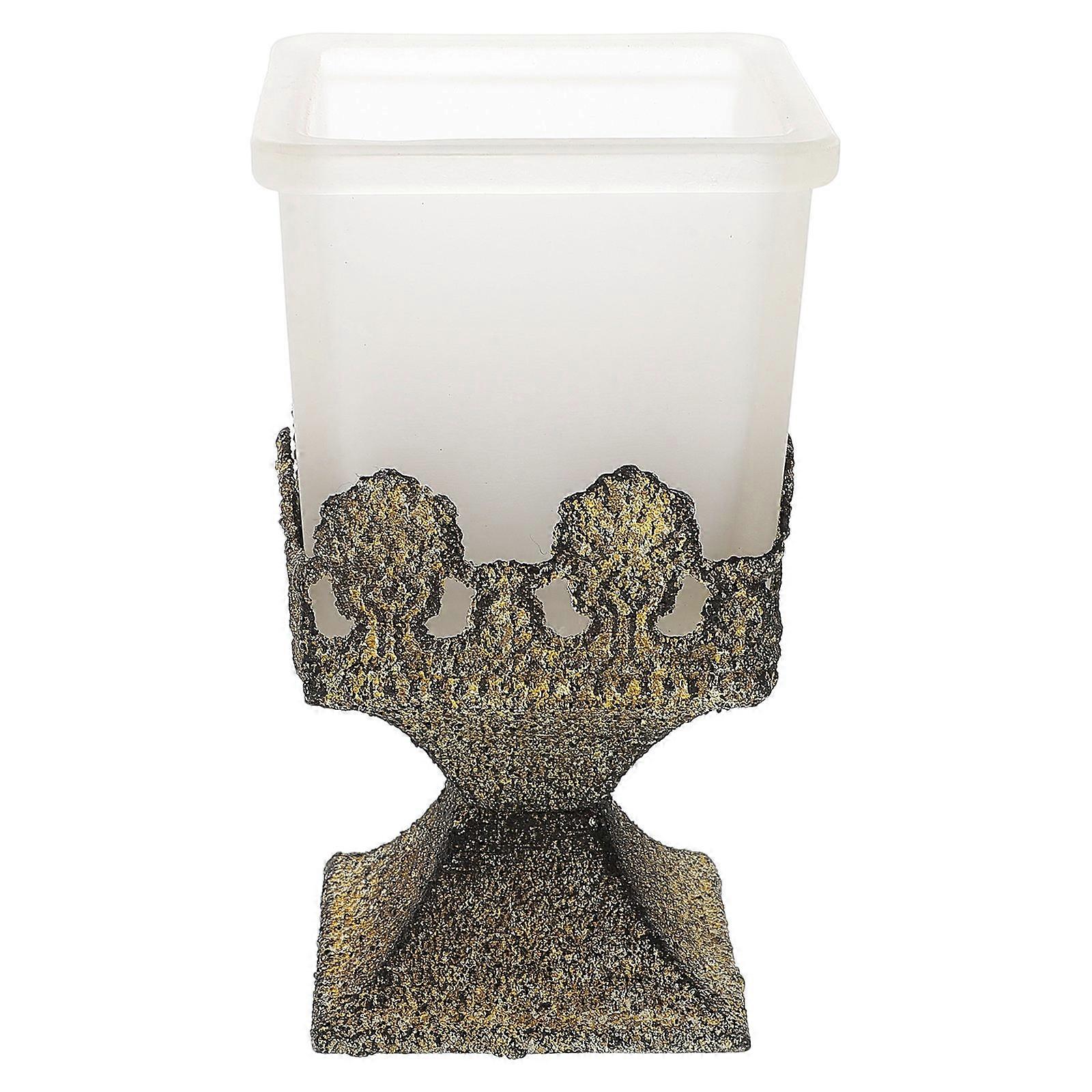 Elegant Golden Iron Candle Holders with Glass Cups for Home Decor Storage Use 2 Pieces