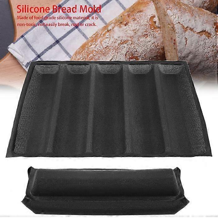 Bread mold - Baking - Silicone - 5 baguettes - Non-stick - 44x33 cm