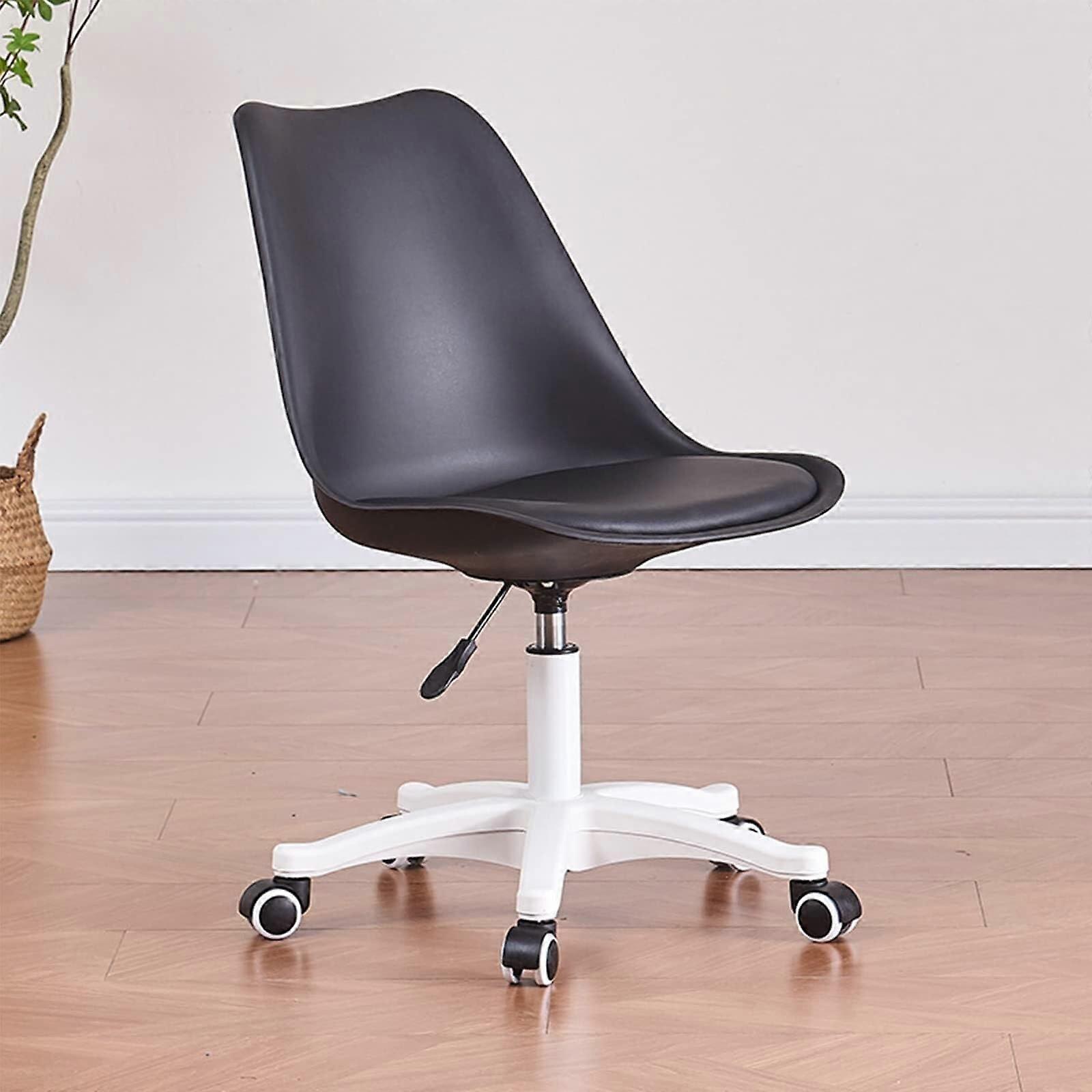 Clear Desk Chair, Armless Acrylic Office Chair with Wheels, 360° Swivel Adjustable(G) Ref: 2144