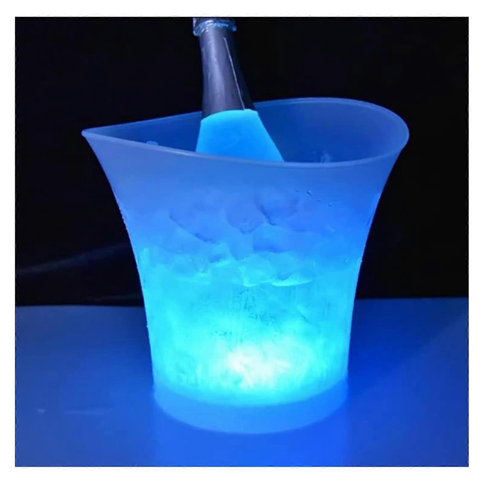 Double Wall Insulated Stainless Steel Ice Bucket LED Color Changing 5L For Champagne Wine Beer Juice Party Bar