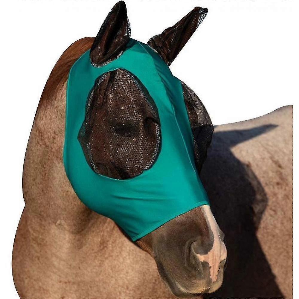 מסכת סוס נשימה מעופפת נגד יתושים וחרקים הוכחה סוס מכסה המנוע (ירוק)
