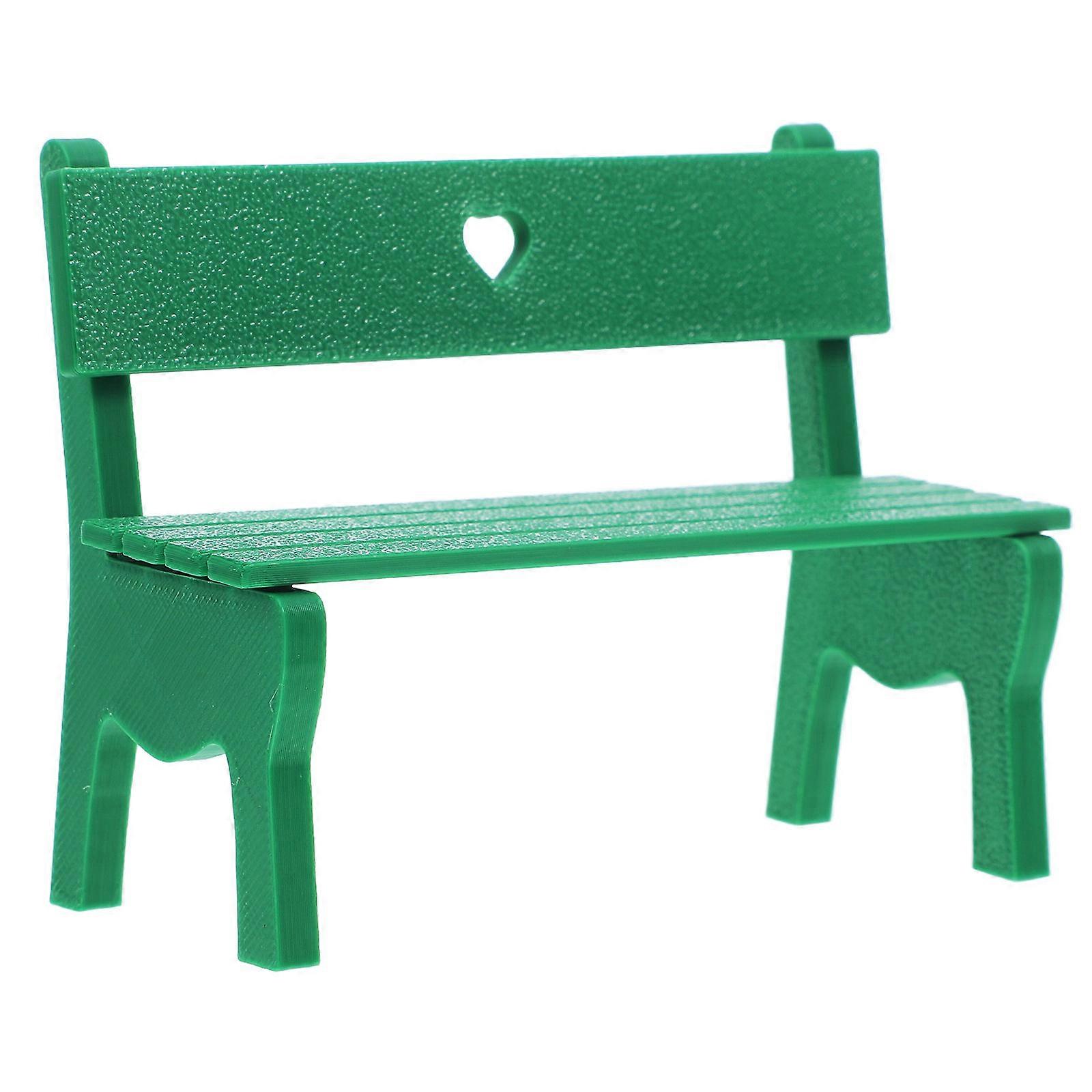 Green Miniature Park Bench Model for Decor with 5Pcs Mini Benches