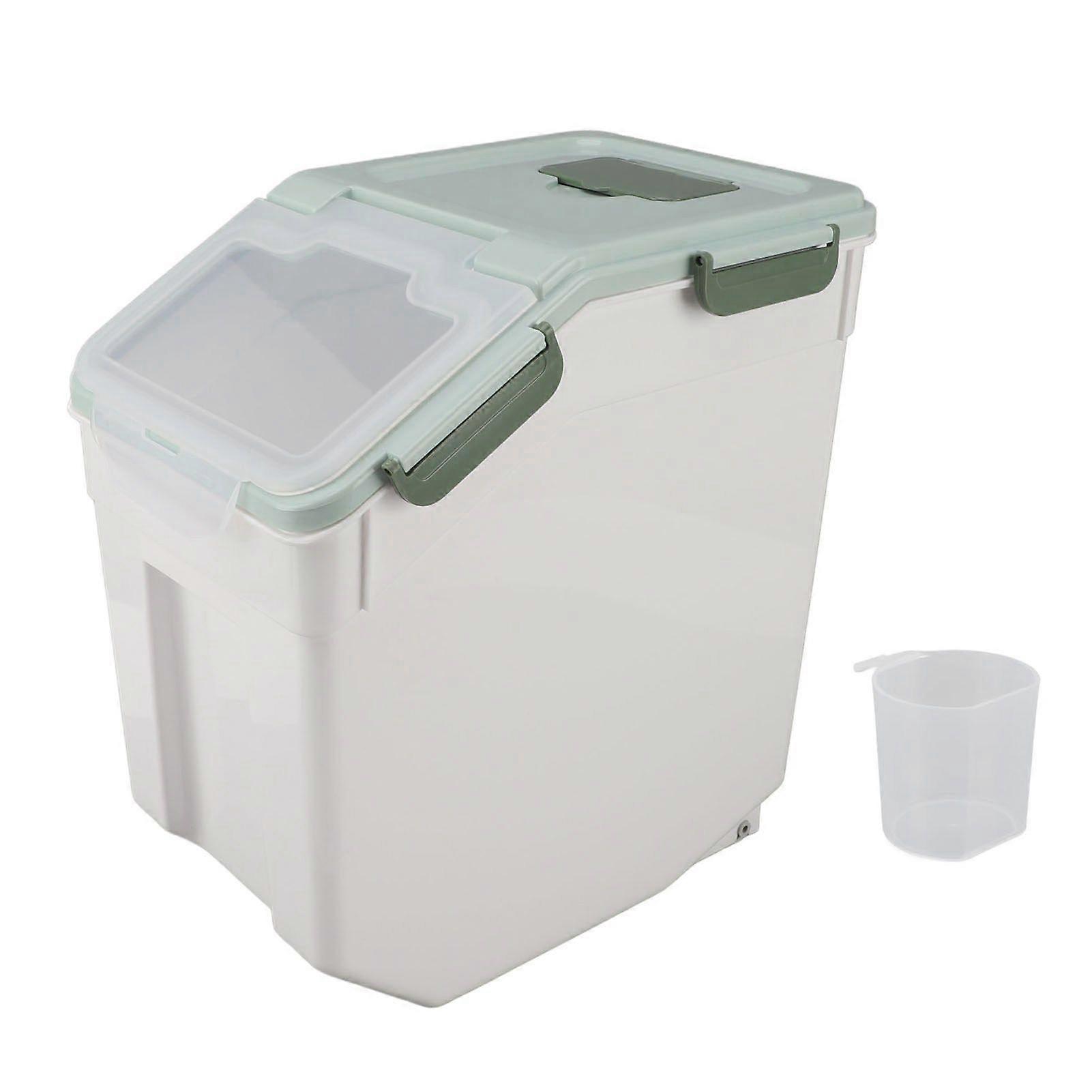 Airtight Rice Container Thickened Rice Storage Bin with Easy Open Lid for Kitchen Grain Flour Snacks Mint Green 15kg / 33.1lb