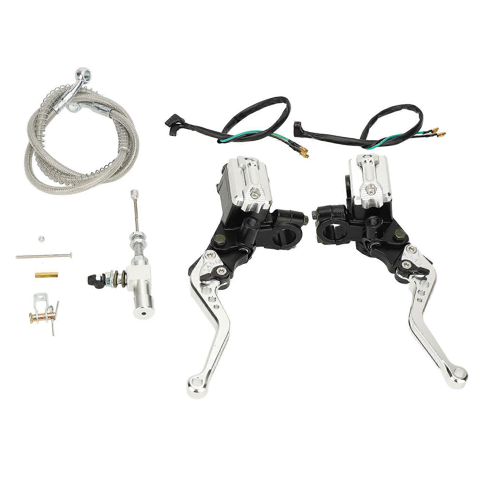Motorcycle Hydraulic Brake Clutch Levers Kit Aluminum Alloy Brake Lever Handle Universal for 22mm Handlebar Silver