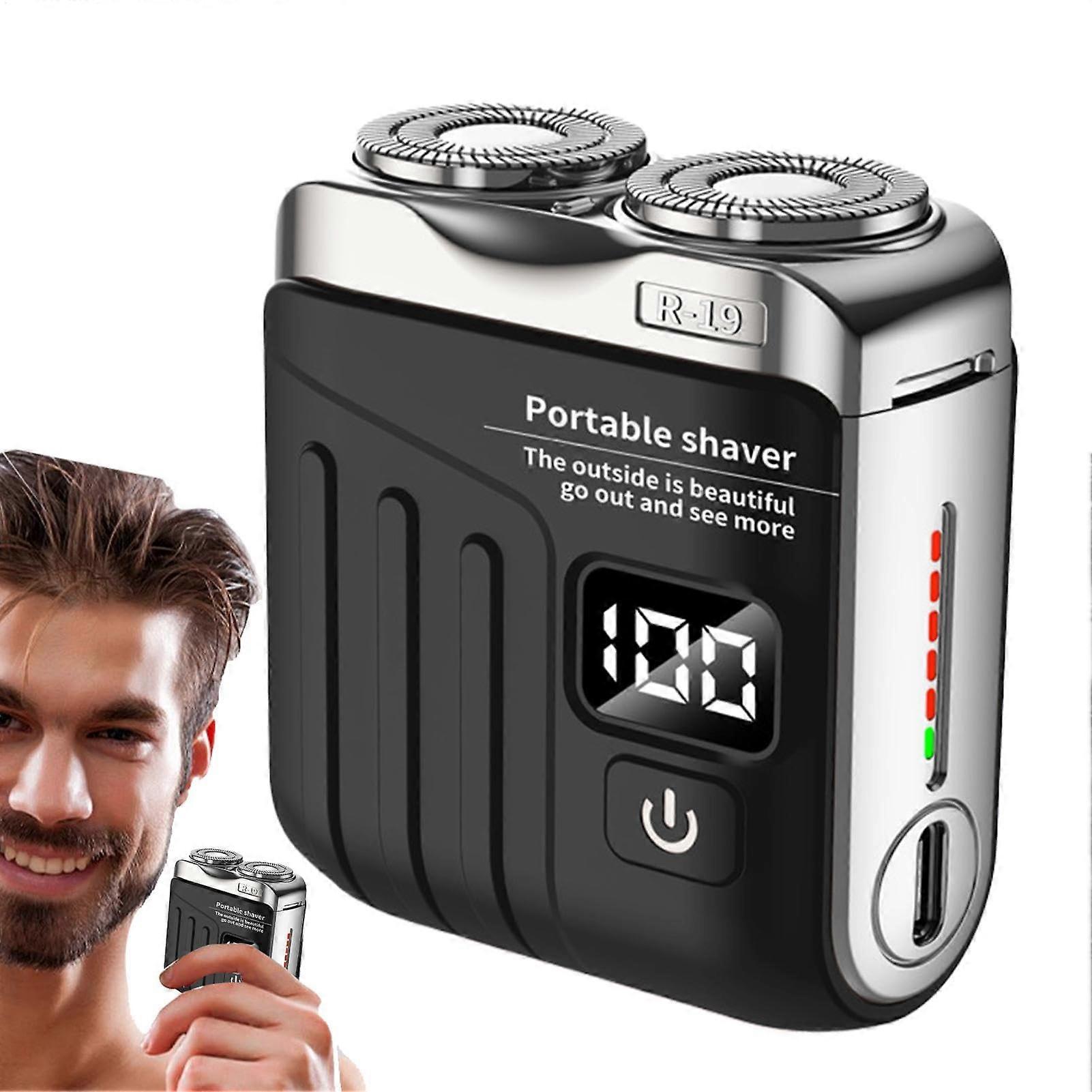 Portable Shaver for Men Compact USB Charging Suitcase Shaped Electric Beard Shaver 8000RPM With Digital Display Black