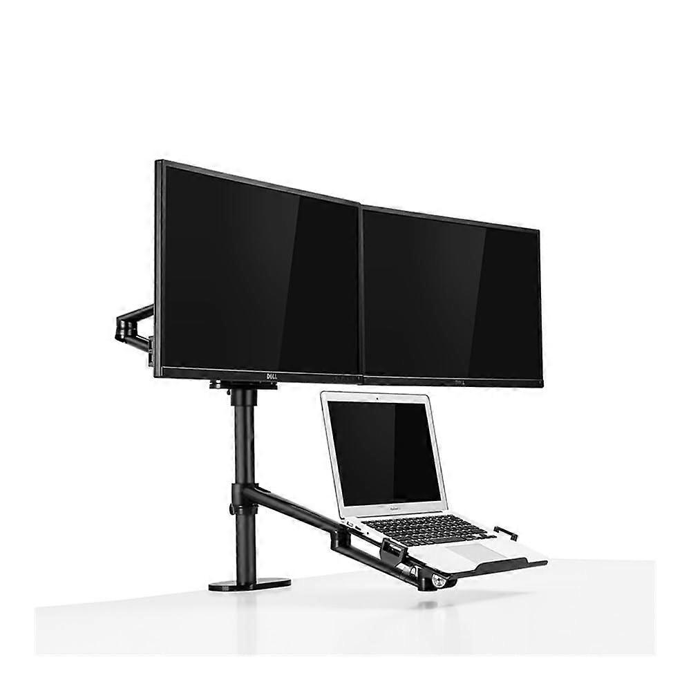 Monitor Stand Aluminum HeightAdjustable Dual Monitor and Laptop Holder, 1732 Inch Monitors, Full Motion Triple Arm