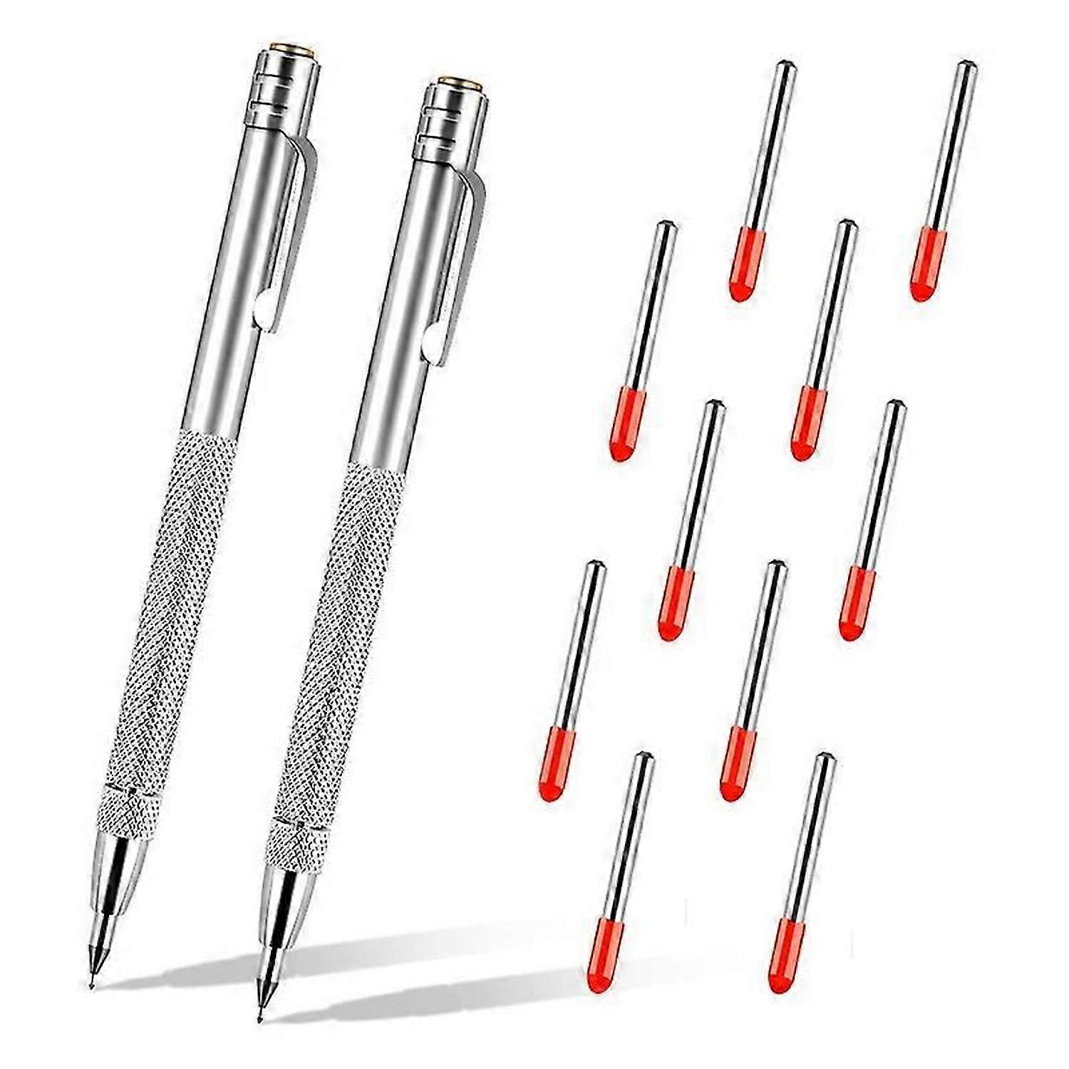 2 Packs Tungsten Carbide Scriber with Magnet, with Extra 10 Replacement Marking Tip, Metal Pen