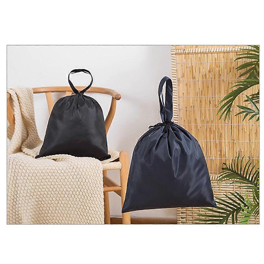 Shopping Bag Portable Drawstring Bag for Storage 2Pcs Black