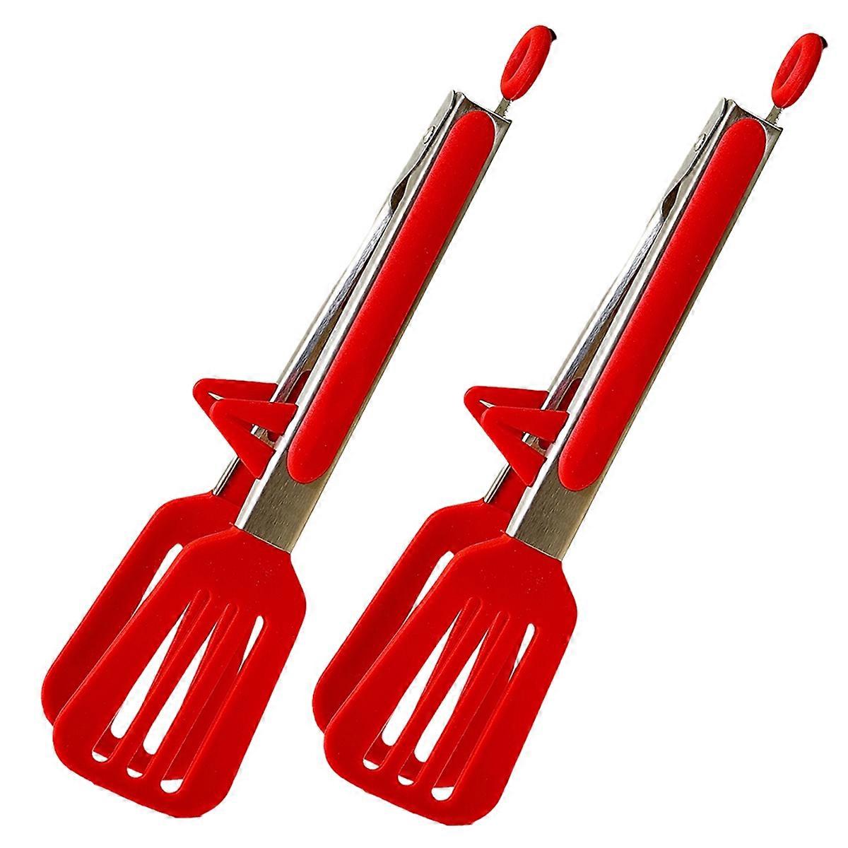 9-Inch Silicone Food Clip With Stand For Kitchen Red