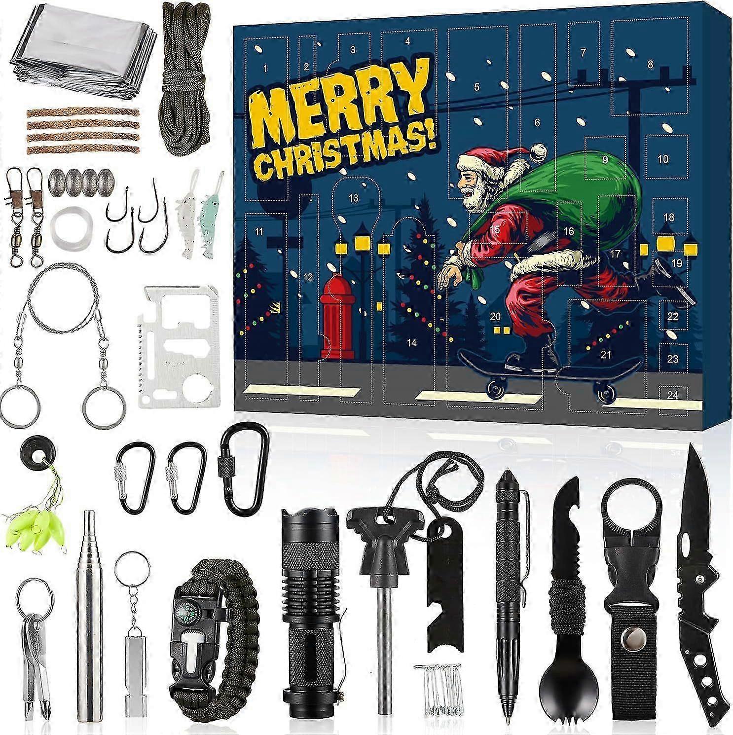 2025 Outdoor Survival And Survival Tool Set 24-Day Christmas Countdown Calendar Arrives Box Christmas Gift for Men
