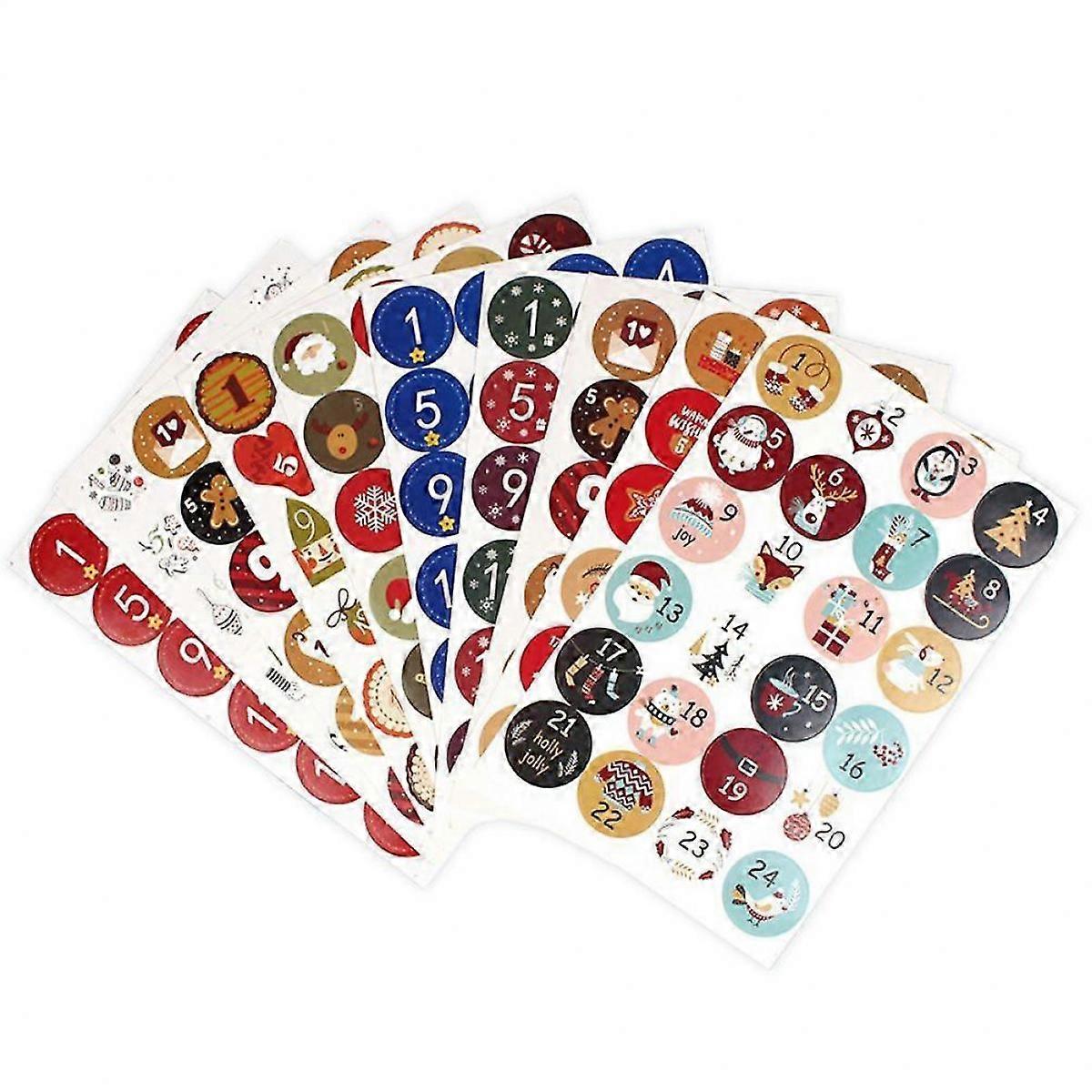 10 Sheet Christmas Advent Calendar Number Stickers Paper Countdown Stickers for Christmas Crafts and Decorations Label Stickers DIY Gifts