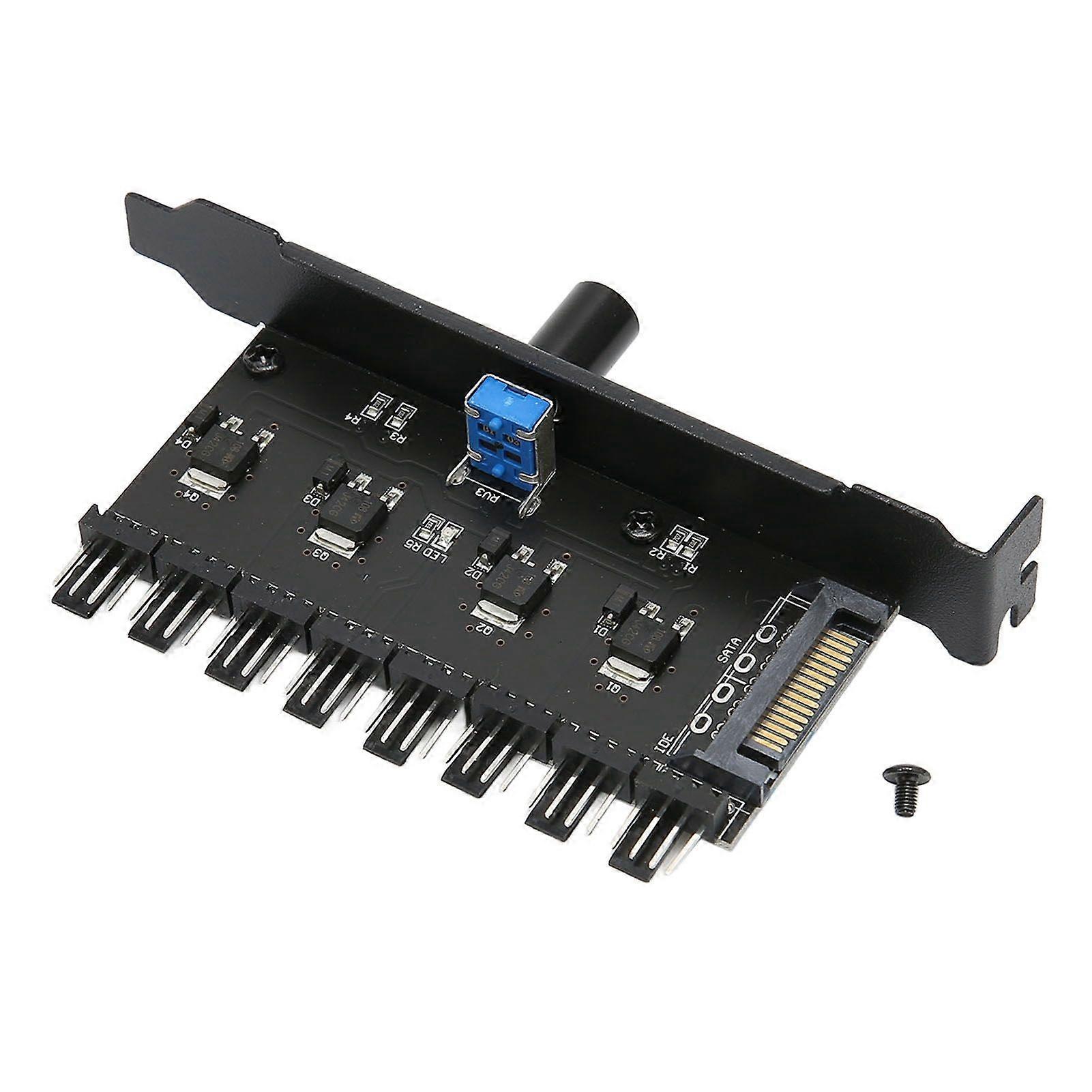 PC-Lüfter-Hub 8-Kanal-SATA-Knopf-Lüfter-Geschwindigkeitsregler für CPU-Gehäuse-Festplatte VGA-PWM-Lüfter PCI-Halterung