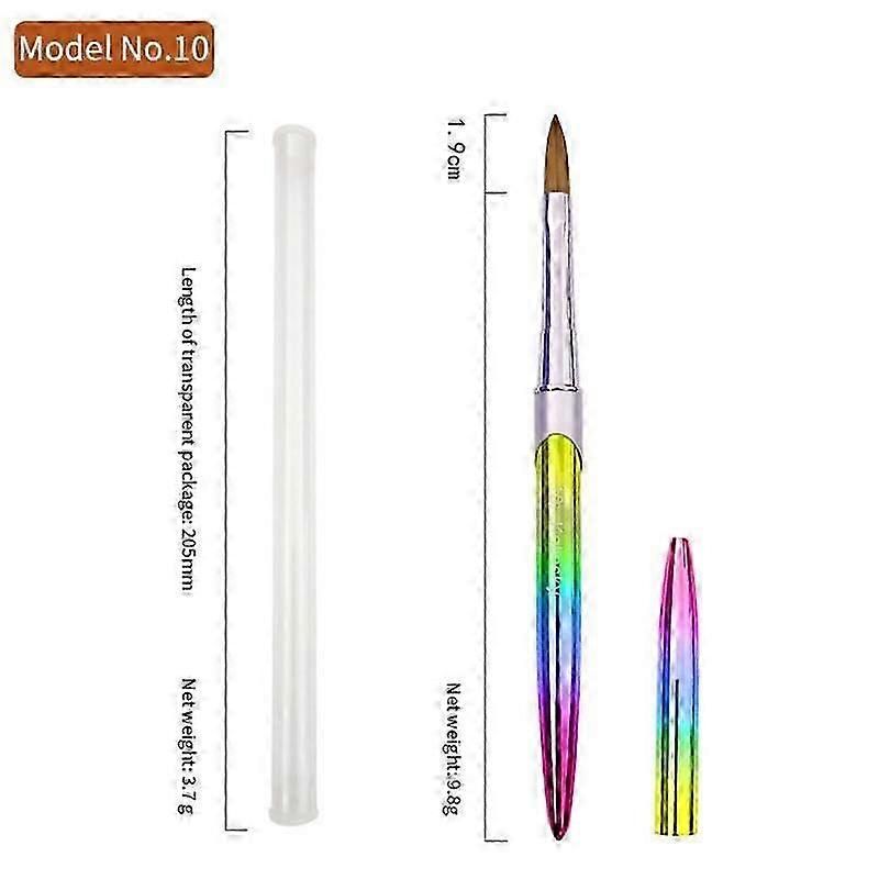 Kolinsky Ακρυλικό Πινέλο Νυχιών Με Καπάκι Rainbow Crystal Handle Πολύχρωμο