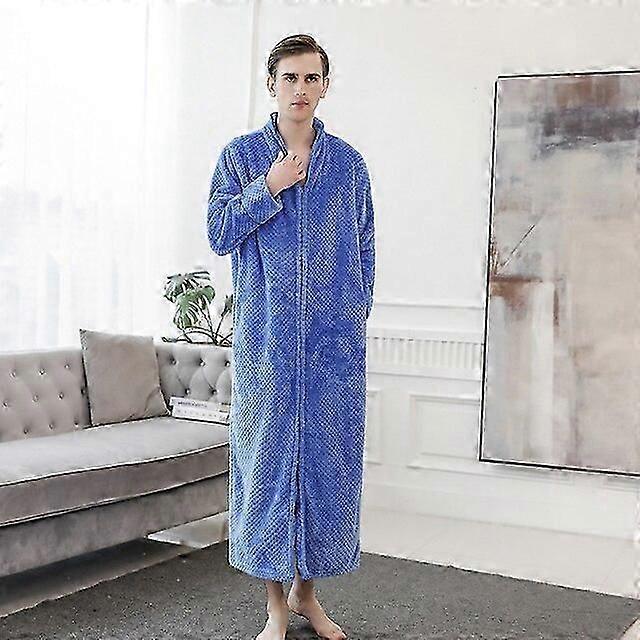 Herr Vinter Varm Badrock Flanell Nattkläder Långklänning Loungewear Morgonrock Man Dusch Pyjamas Termisk Par Morgonrock Badrock Dragkedja